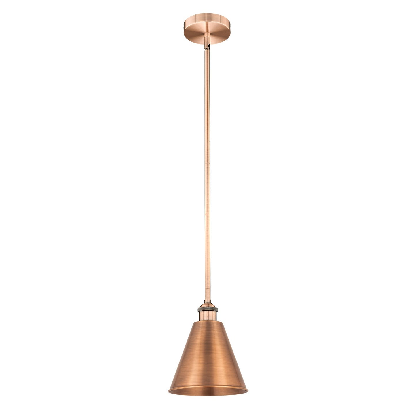 Innovations Berkshire 8in 1-Light Mini Pendant | Industrial Antique Copper Steel and Cast Brass | Kitchen Island & Dining Room | Model 616-1S-AC-MBC-8-AC
