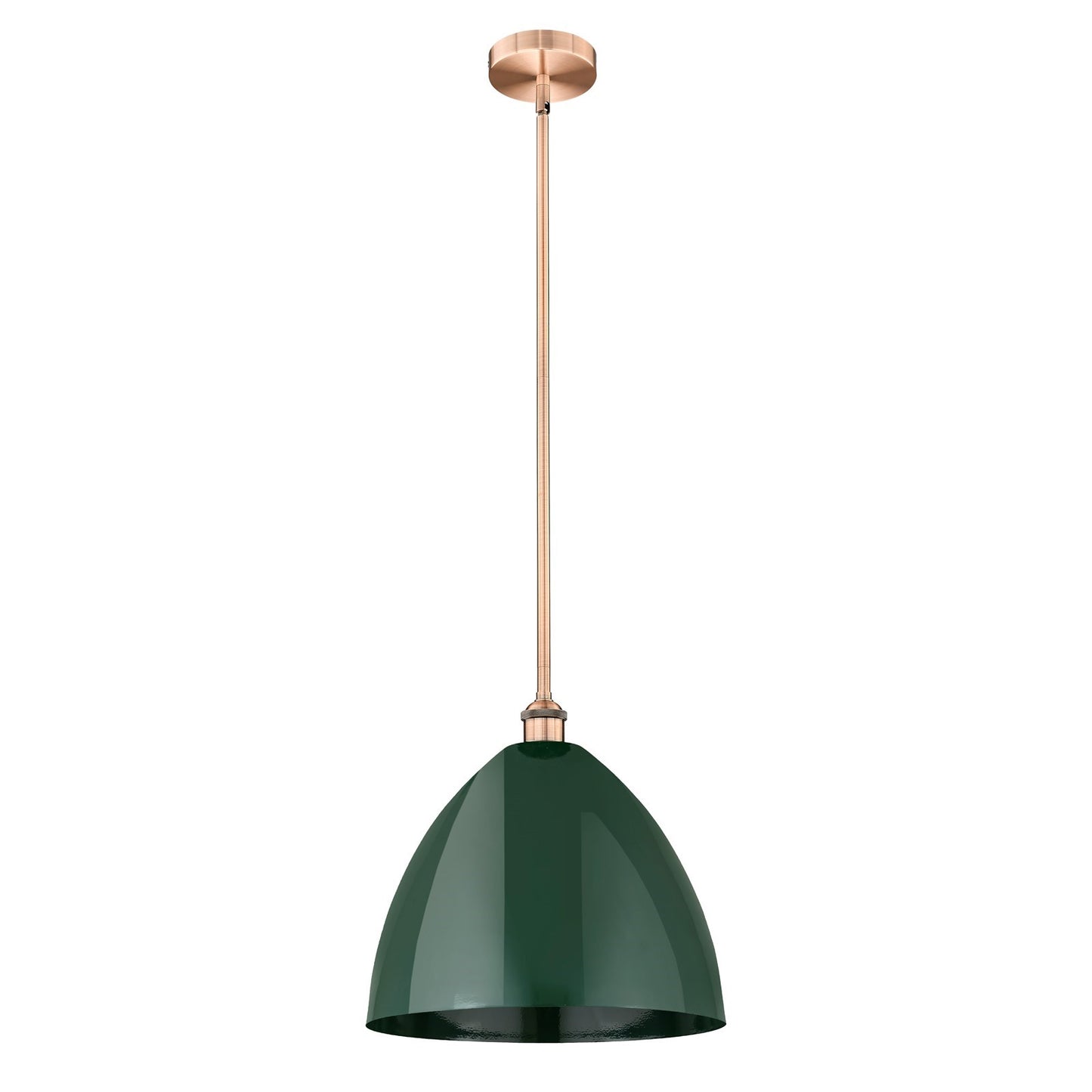 Innovations Plymouth 16in 1-Light Mini Pendant | Industrial Antique Copper and Matte Green Metal Shade | Kitchen Island | 16 x | Model 616-1S-AC-MBD-16-GR