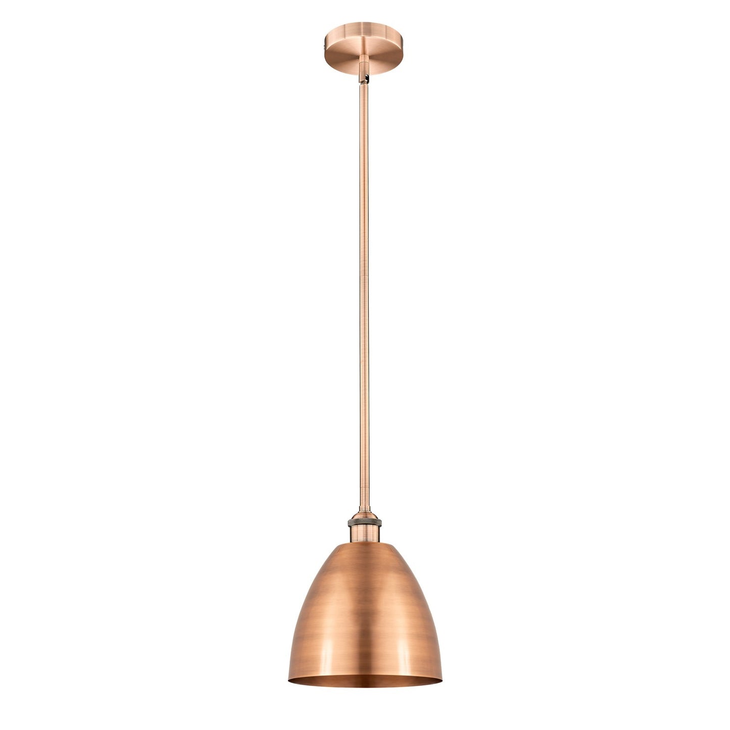 Innovations Bristol 9in 1-Light Mini Pendant | Industrial Antique Copper Steel and Cast Brass with Antique Copper Metal Shade | Model 616-1S-AC-MBD-9-AC