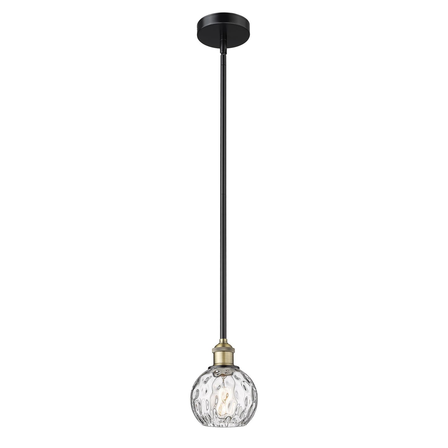 Innovations Athens Water Glass 6in 1-Light Mini Pendant | Industrial Black Antique Brass Steel and Clear Glass | Kitchen Island | Model 616-1S-BAB-G1215-6