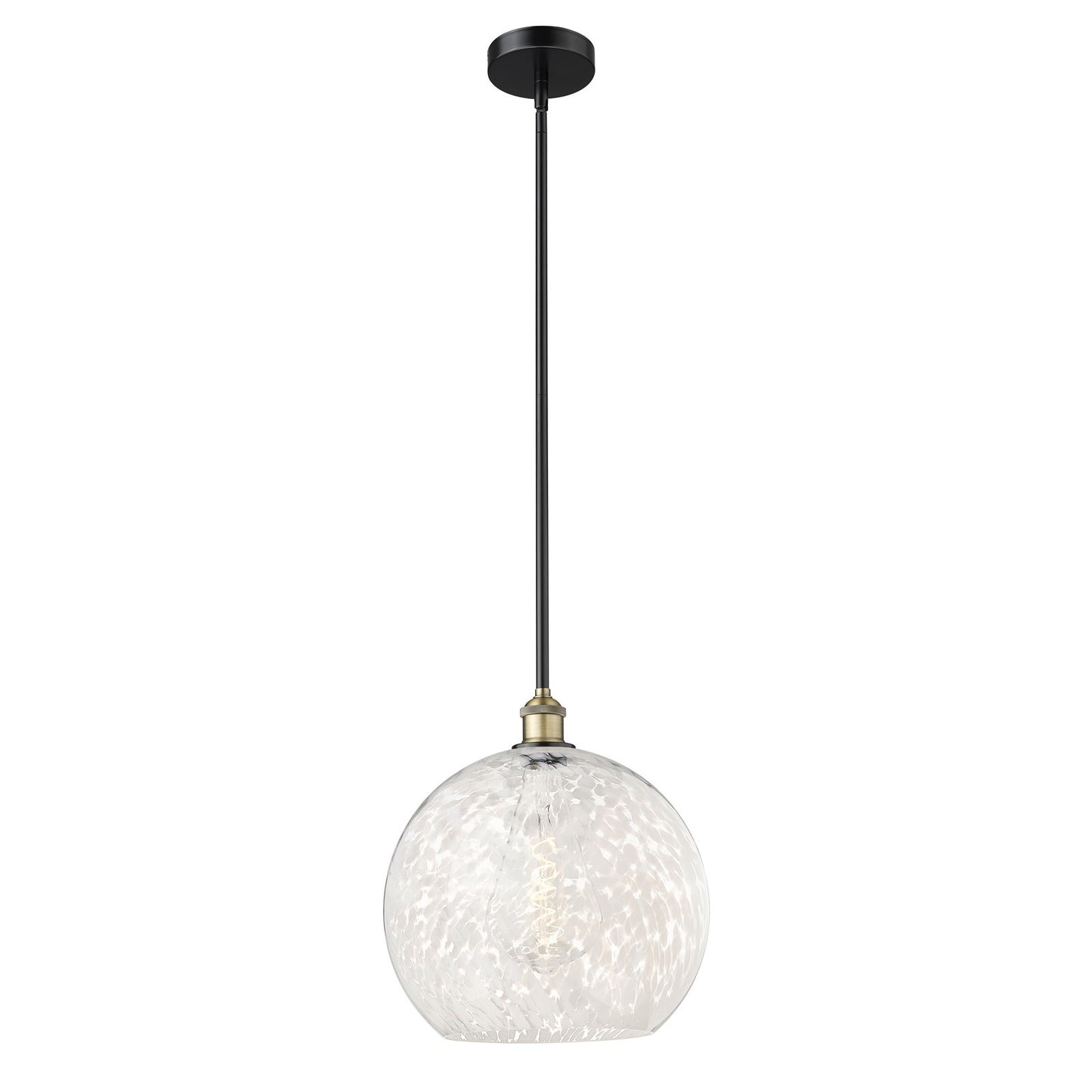Innovations White Mouchette 14in 1-Light Pendant | Art Nouveau Black Antique Brass and White Glass | Kitchen Island & Dining | Model 616-1S-BAB-G1216-14WM