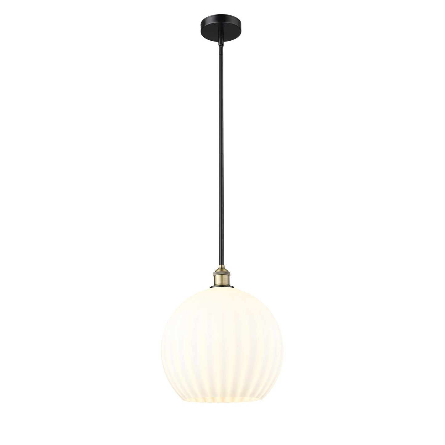 Innovations Lighting White Venetian 1-Light 14in Pendant | Art Nouveau Black Antique Brass Steel and White Venetian Glass | Model 616-1S-BAB-G1217-14WV