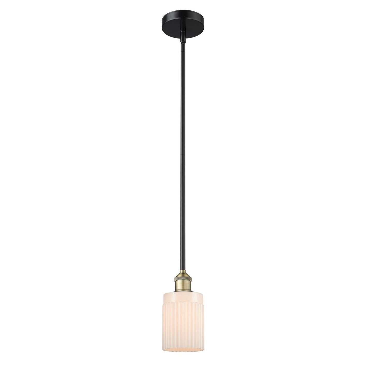 Innovations Hadley 1-Light Mini Pendant | Industrial Black Antique Brass Steel and Matte White Ribbed Glass | Kitchen Island & | Model 616-1S-BAB-G341