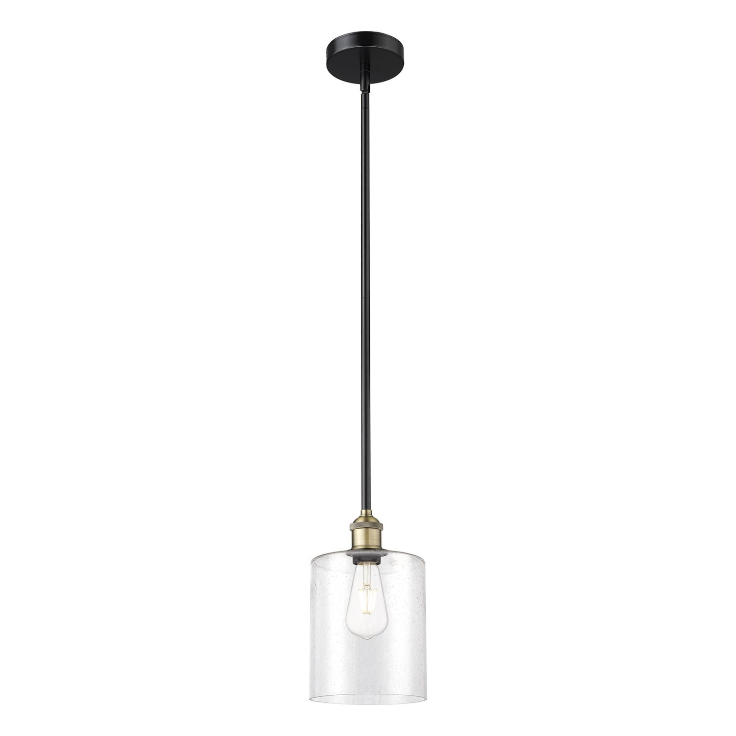 Innovations Paladin 7in 1-Light Mini Pendant | Farmhouse Black Antique Brass Steel and Seedy Glass | Kitchen Island & Dining | Model 616-1S-BAB-G4424-7