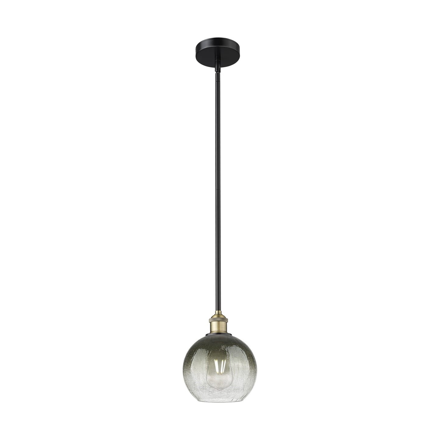 Innovations Brookhaven Globe 8in 1-Light Mini Pendant | Industrial Black Antique Brass Steel and Slate Glass | Kitchen Island | Model 616-1S-BAB-G483-8SL