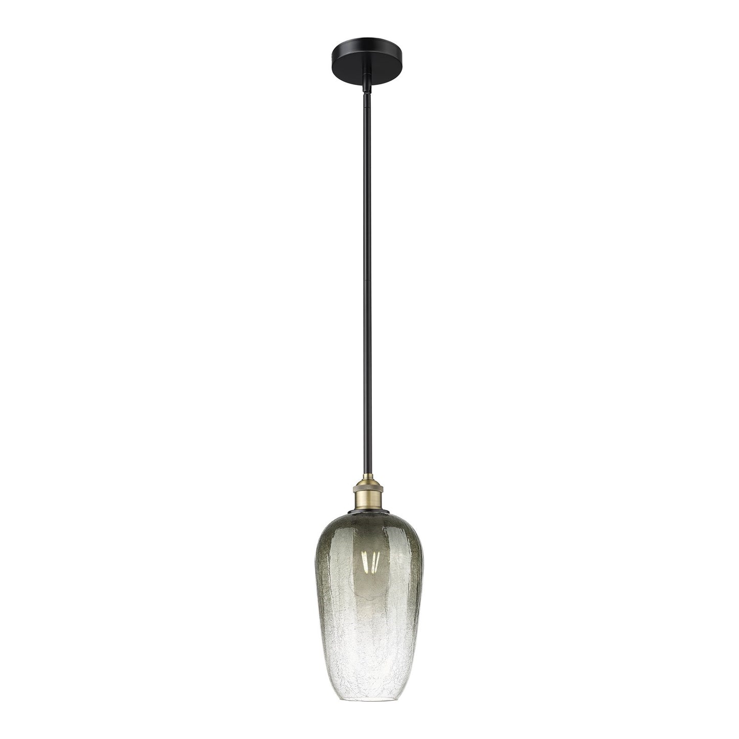 Innovations Brookhaven Flute 7in 1-Light Mini Pendant | Industrial Black Antique Brass and Slate Glass | Kitchen Island & | Model 616-1S-BAB-G484-7SL