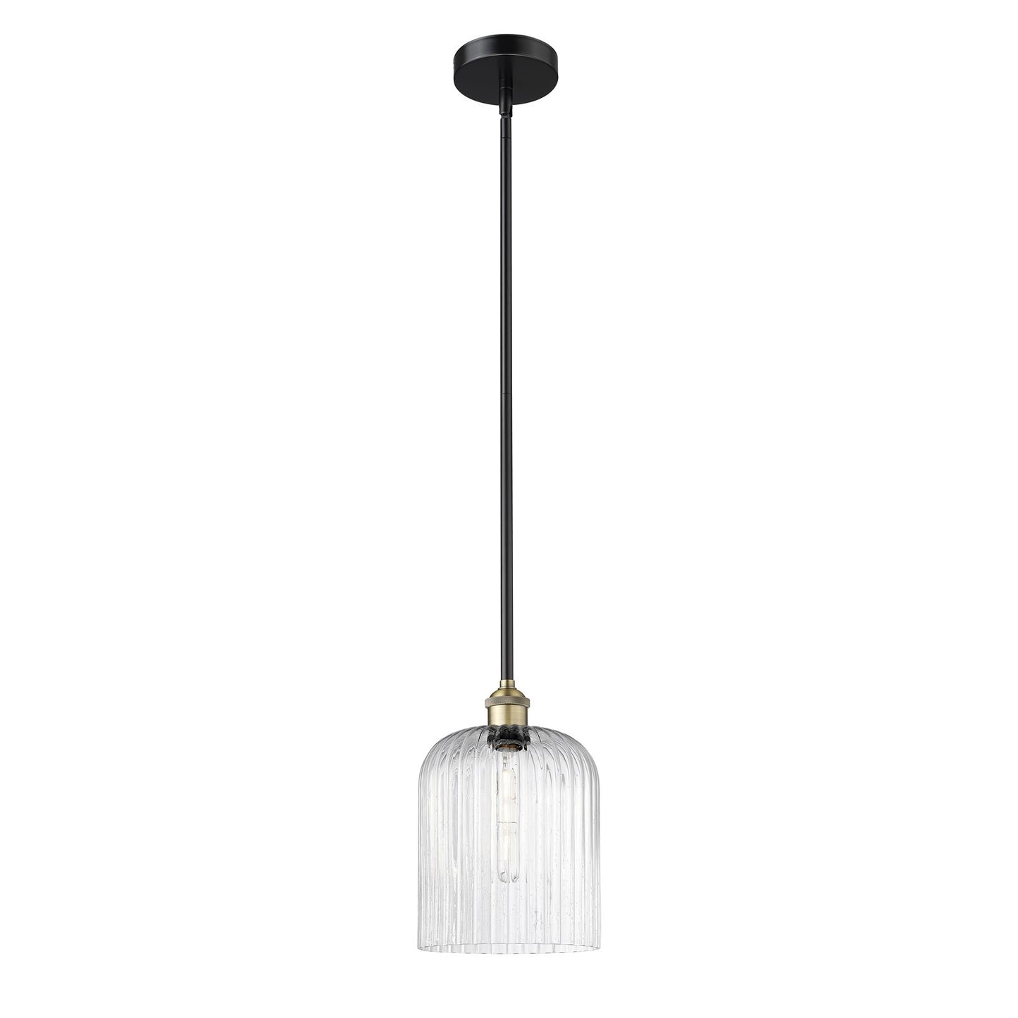 Innovations Bridal Veil 5in 1-Light Mini Pendant | Industrial Black Antique Brass Steel and Seedy Ribbed Glass | Kitchen | Model 616-1S-BAB-G559-8SDY