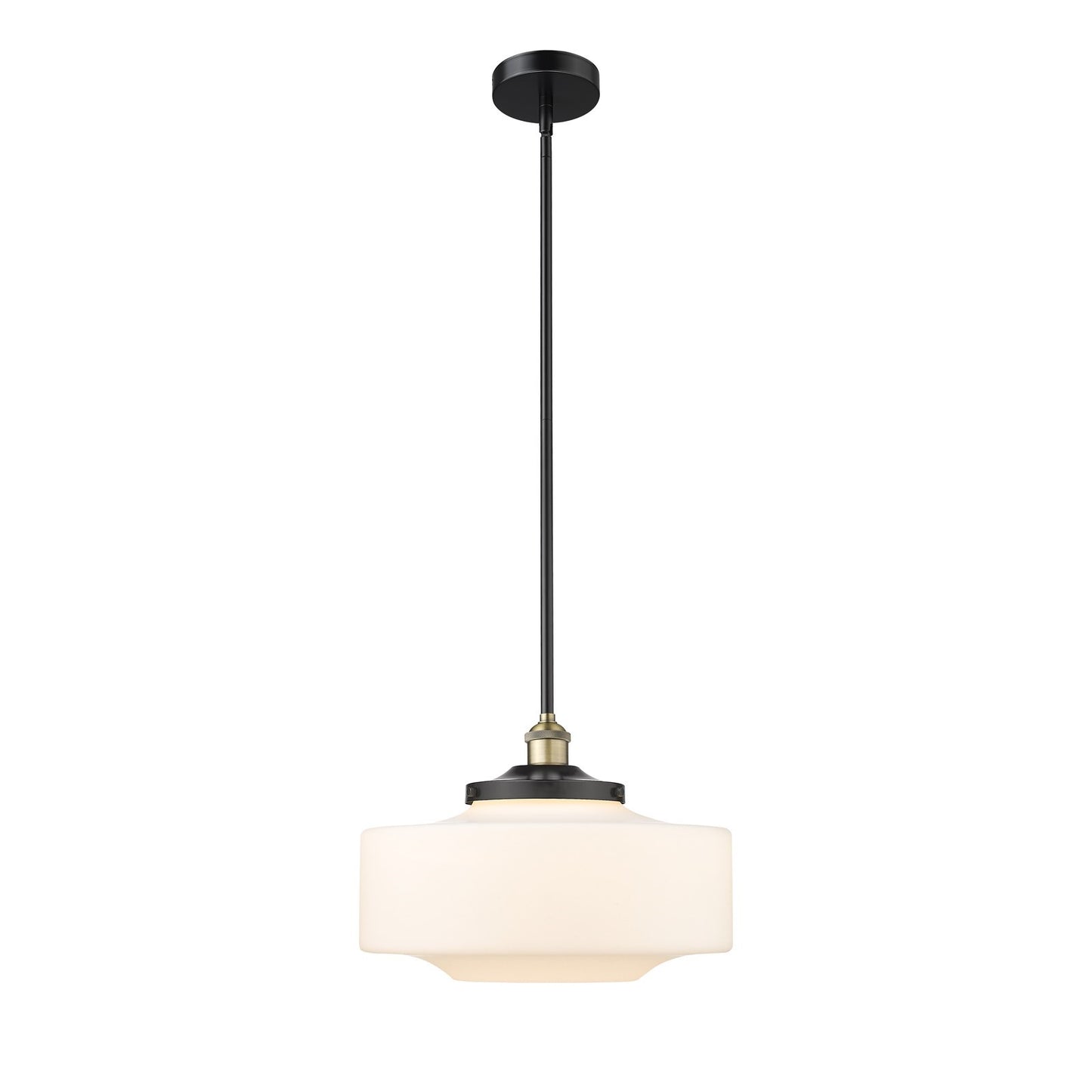 Innovations Bridgeton 16in 1-Light Mini Pendant | Traditional Black Antique Brass and Matte White Frosted Glass | Kitchen | Model 616-1S-BAB-G691-16