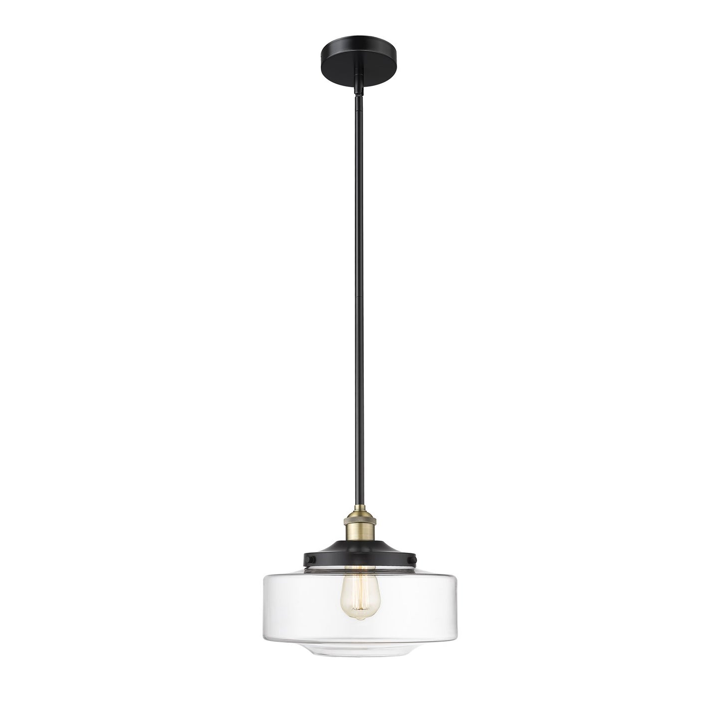 Innovations Bridgeton 12in 1-Light Mini Pendant | Traditional Black Antique Brass and Clear Glass | Kitchen Island & Dining | Model 616-1S-BAB-G692-12