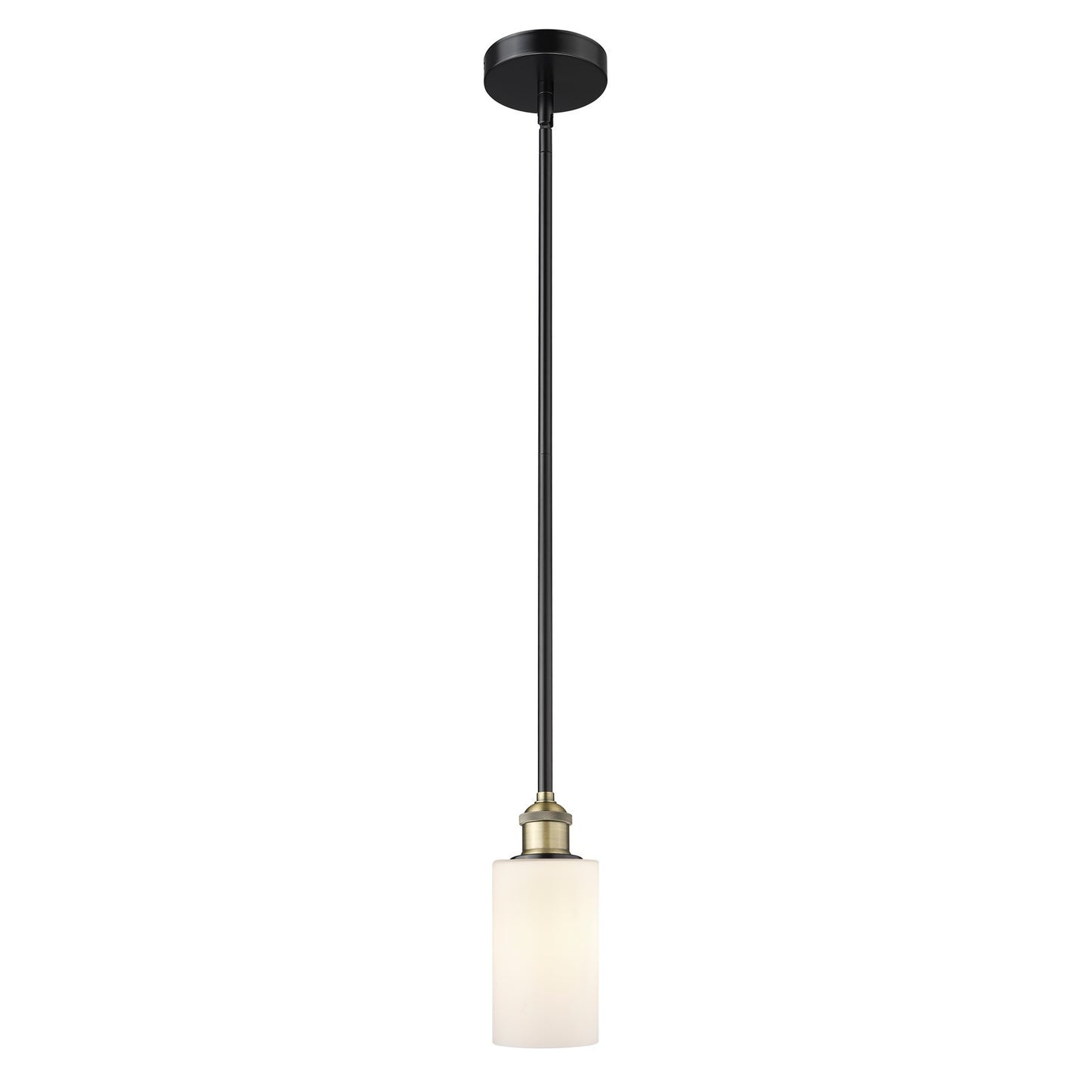 Innovations Clymer 1-Light Mini Pendant | Black Antique Brass Steel and Matte White Glass | Kitchen Island & Dining Room | 3.88 x | Model 616-1S-BAB-G801