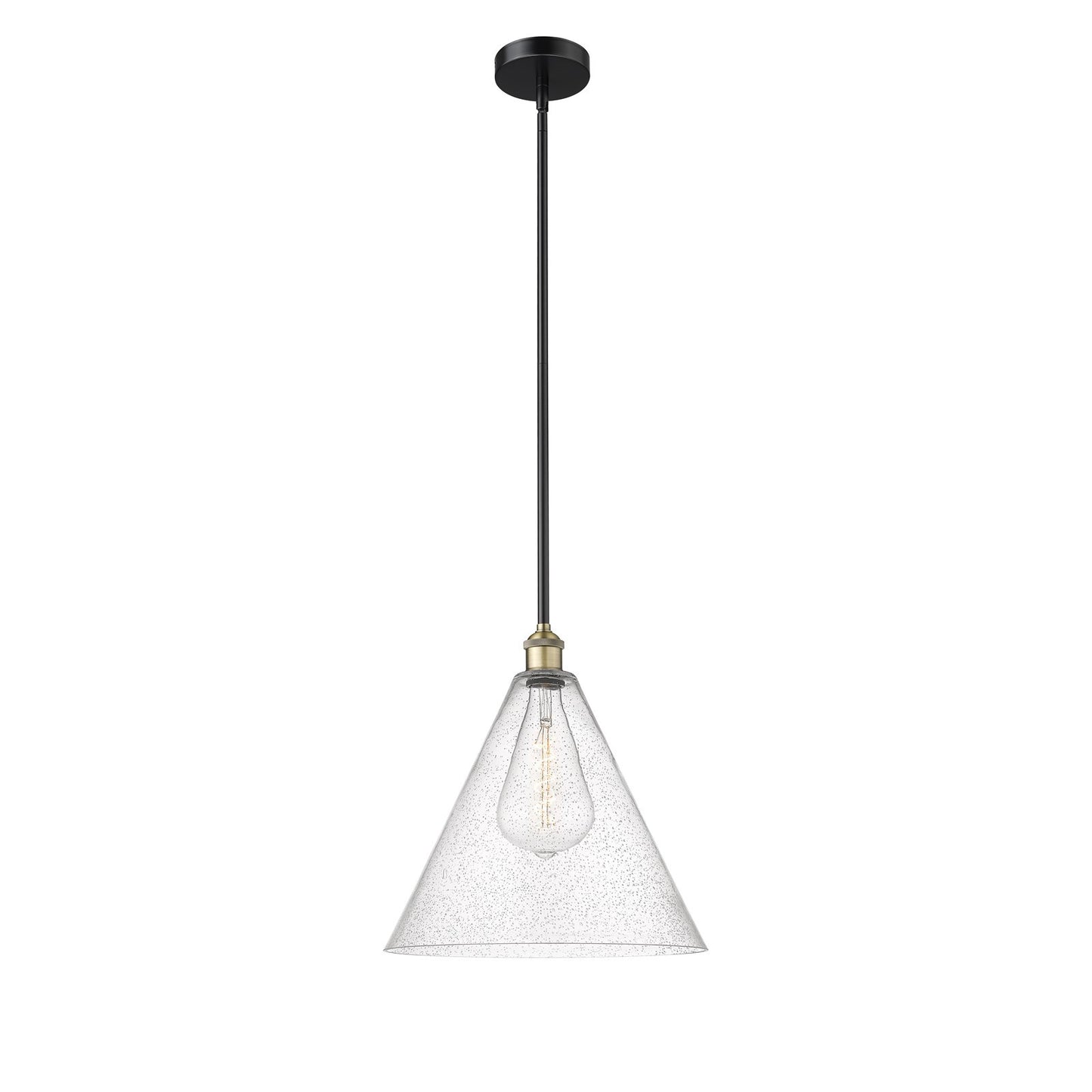 Innovations Berkshire Glass 16in 1-Light Pendant | Industrial Black Antique Brass and Seedy Glass | Kitchen Island & Dining | Model 616-1S-BAB-GBC-164