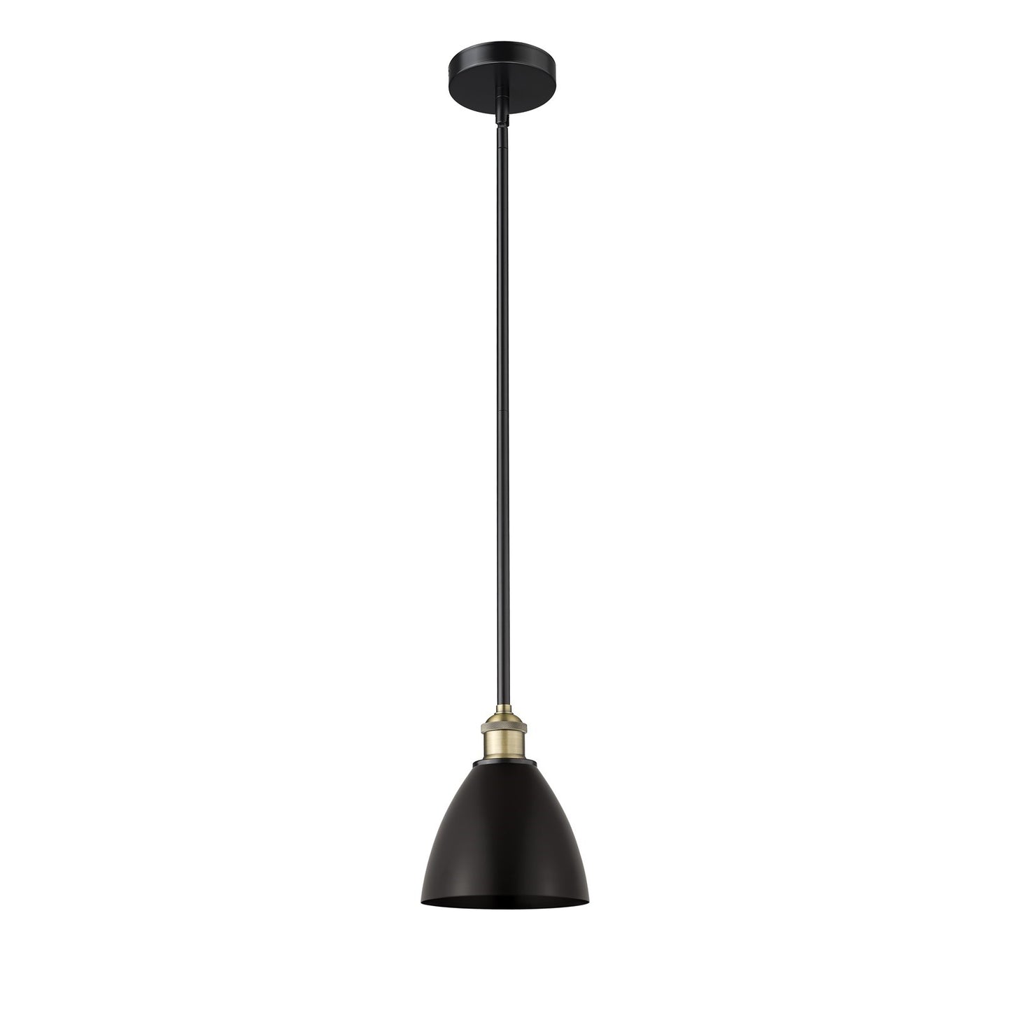 Innovations Bristol 7.5in 1-Light Mini Pendant | Industrial Black Antique Brass and Matte Black Metal | Kitchen Island | Model 616-1S-BAB-MBD-75-BK-LED