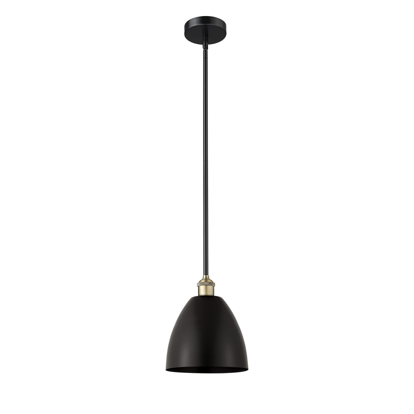 Innovations Bristol 9in 1-Light Mini Pendant | Industrial Black Antique Brass and Matte Black Metal Shade | Kitchen Island & | Model 616-1S-BAB-MBD-9-BK
