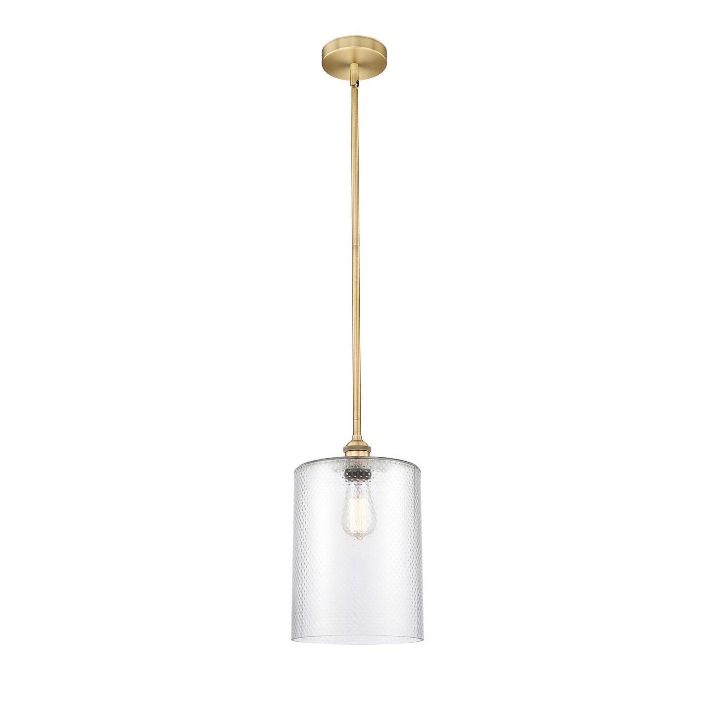 Innovations Cobbleskill 9in 1-Light Mini Pendant | Industrial Brushed Brass Steel and Clear Glass | Kitchen Island & Dining | Model 616-1S-BB-G112-L-LED