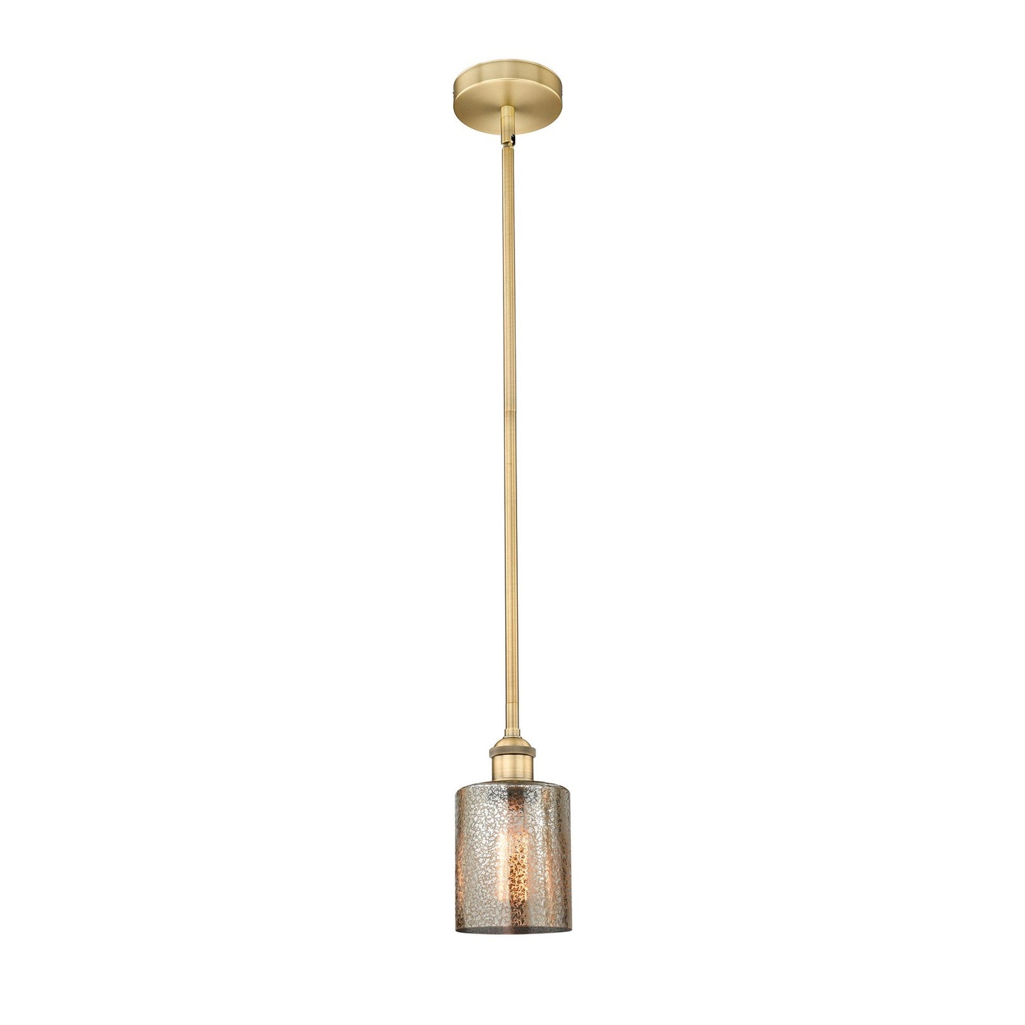 Innovations Cobbleskill 5in 1-Light Mini Pendant | Industrial Brushed Brass Steel and Mercury Glass | Kitchen Island & Dining | Model 616-1S-BB-G116-LED