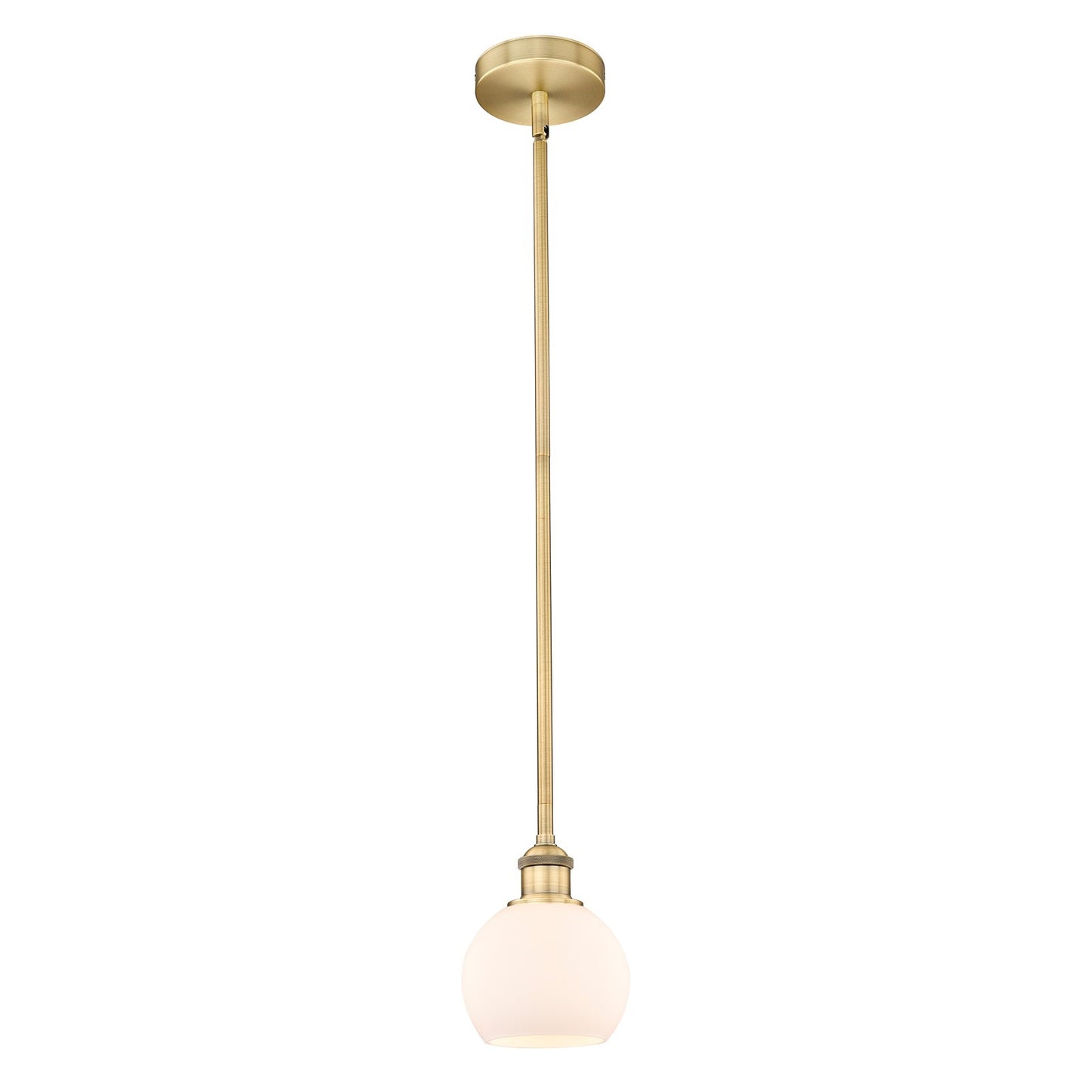 Innovations Athens 6in 1-Light Mini Pendant | Industrial Brushed Brass Steel and Matte White Glass | Kitchen Island & Dining | Model 616-1S-BB-G121-6-LED