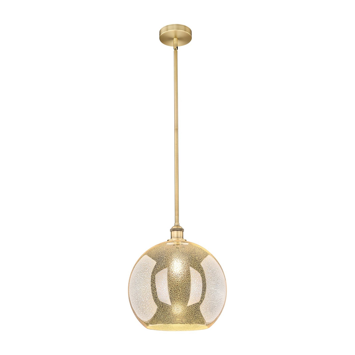Innovations Athens 14in 1-Light Pendant | Industrial Brushed Brass Steel and Mercury Glass | Kitchen Island & Dining Room | Model 616-1S-BB-G128-14