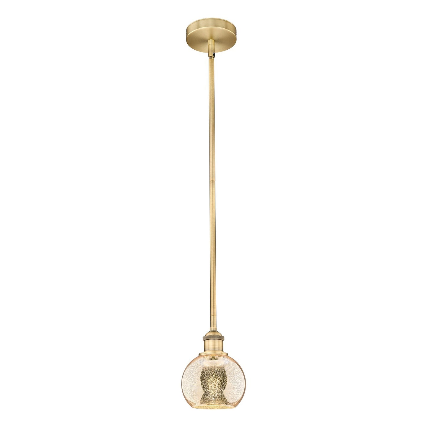 Innovations Athens 6in 1-Light Mini Pendant | Industrial Brushed Brass Steel and Mercury Glass | Kitchen Island & Dining Room | Model 616-1S-BB-G128-6