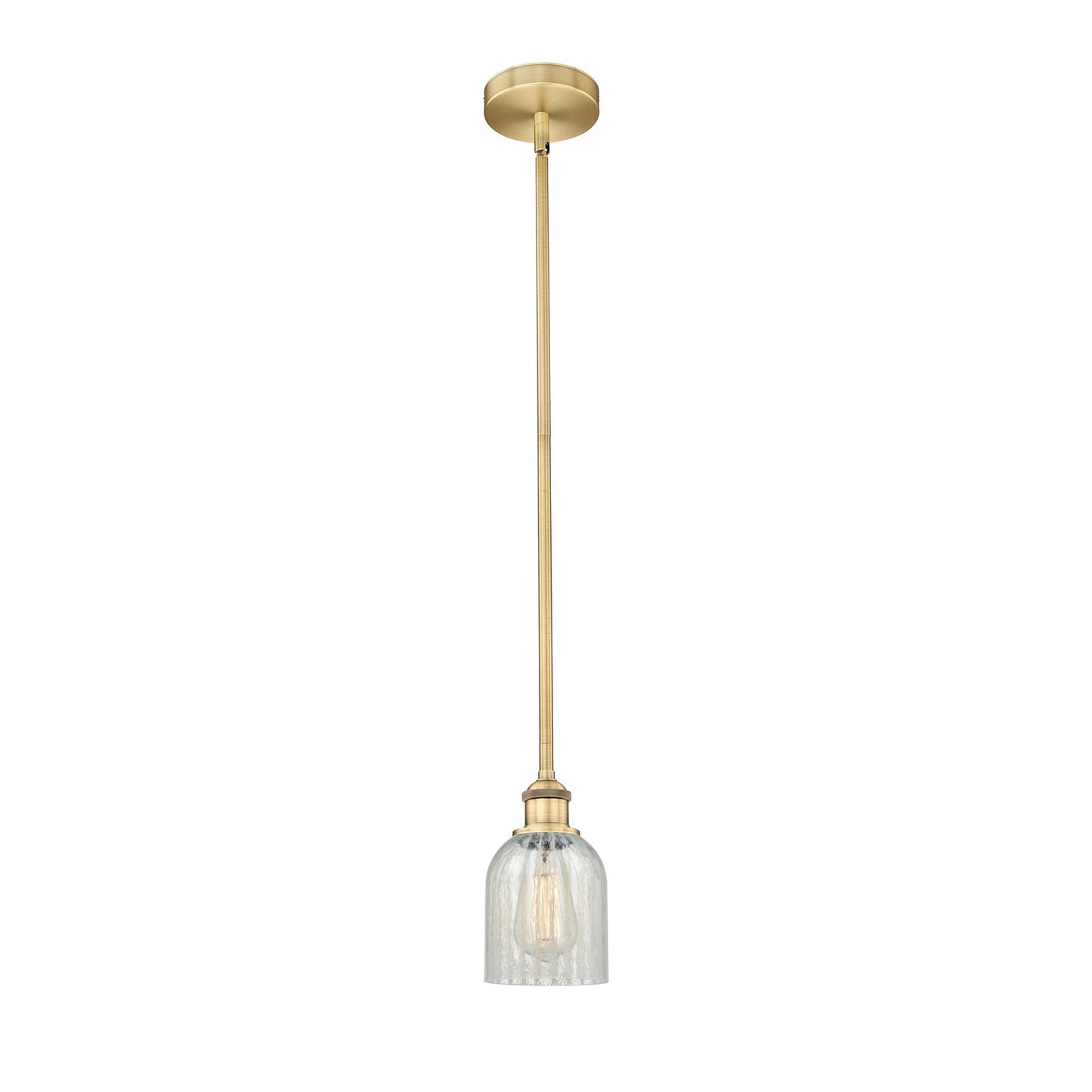 Innovations Caledonia 5in 1-Light Mini Pendant | Industrial Brushed Brass Steel and Mouchette Glass | Kitchen Island & Dining | Model 616-1S-BB-G2511-LED