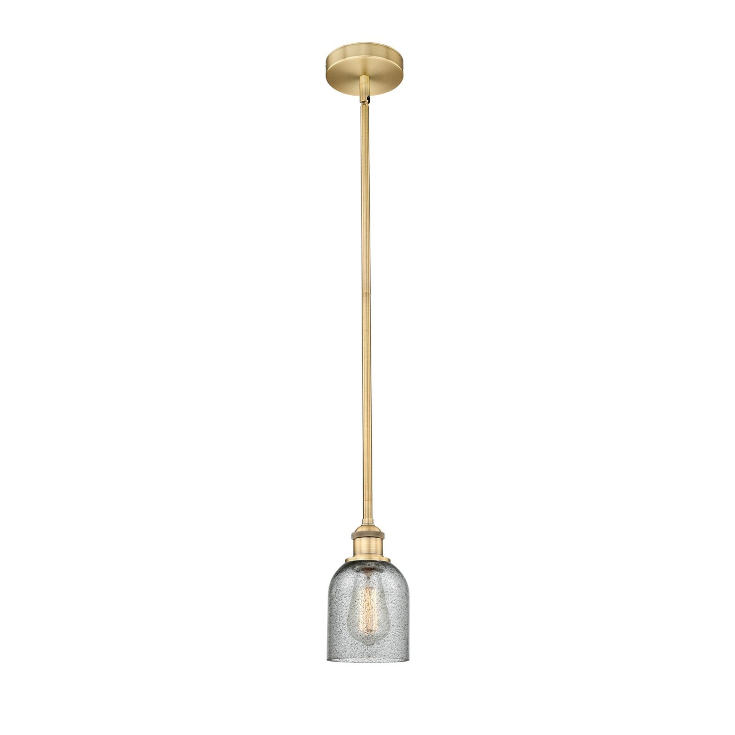 Innovations Caledonia 5in 1-Light Mini Pendant | Industrial Brushed Brass and Charcoal Glass | Kitchen Island & Dining Room | 5 x 5 | Model 616-1S-BB-G257