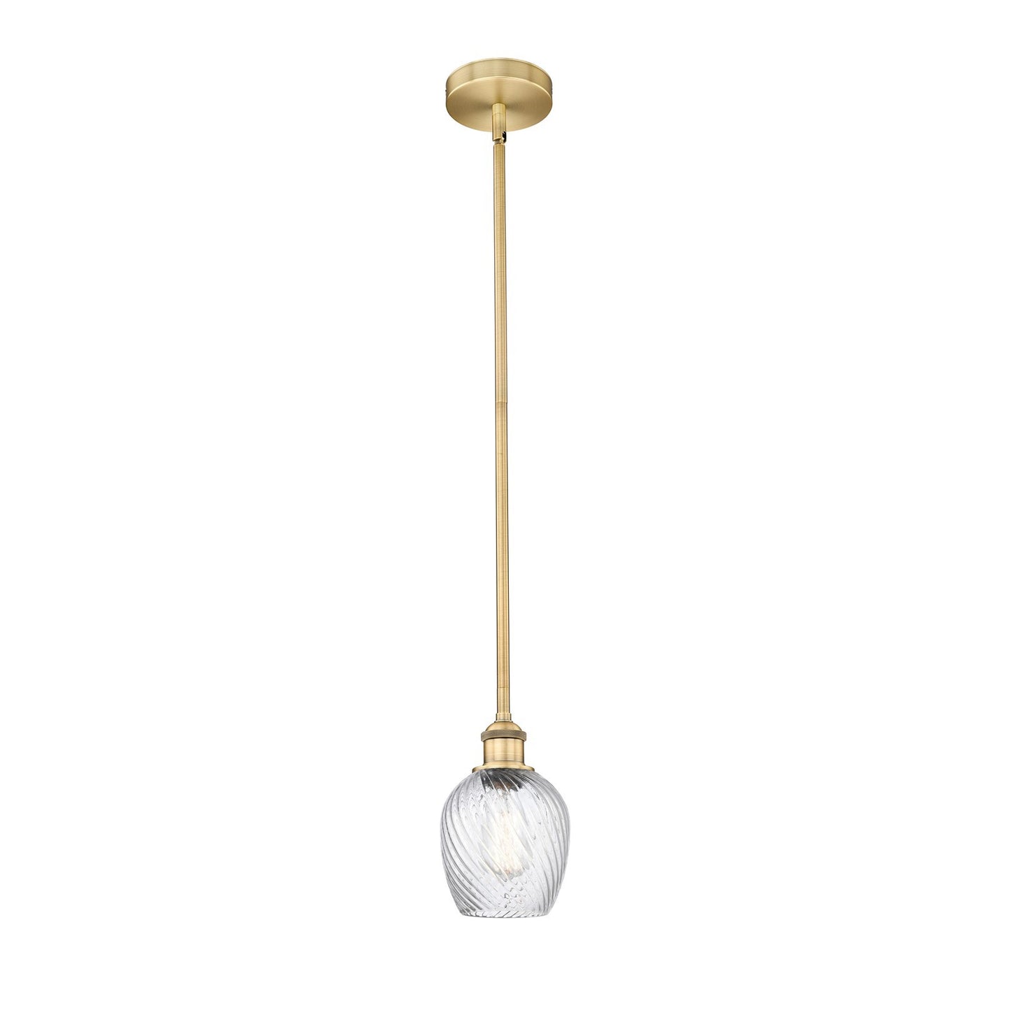 Innovations Salina 6in 1-Light Mini Pendant | Industrial Brushed Brass and Clear Spiral Fluted Glass | Kitchen Island & Dining Room | Model 616-1S-BB-G292