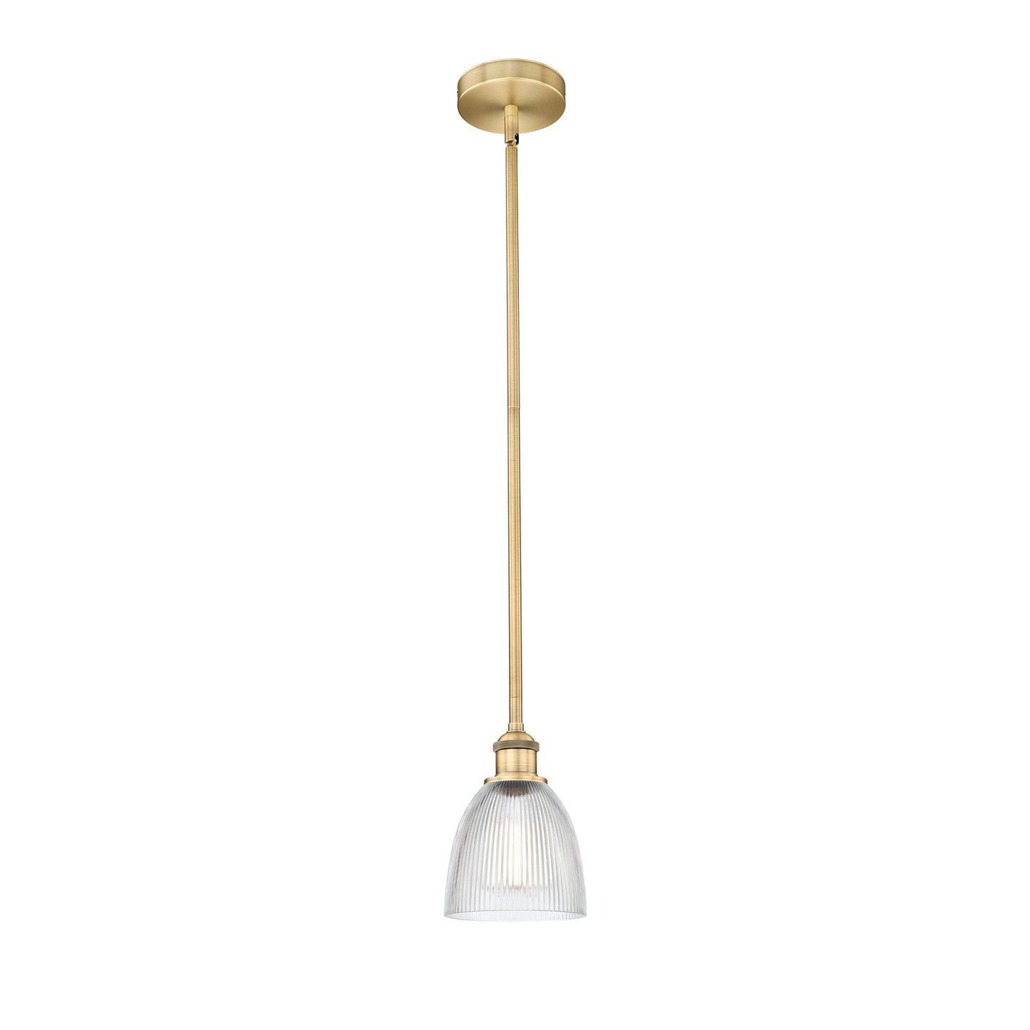 Innovations Castile 6in 1-Light Mini Pendant | Industrial Brushed Brass Steel and Clear Glass | Kitchen Island & Dining Room | Model 616-1S-BB-G382-LED