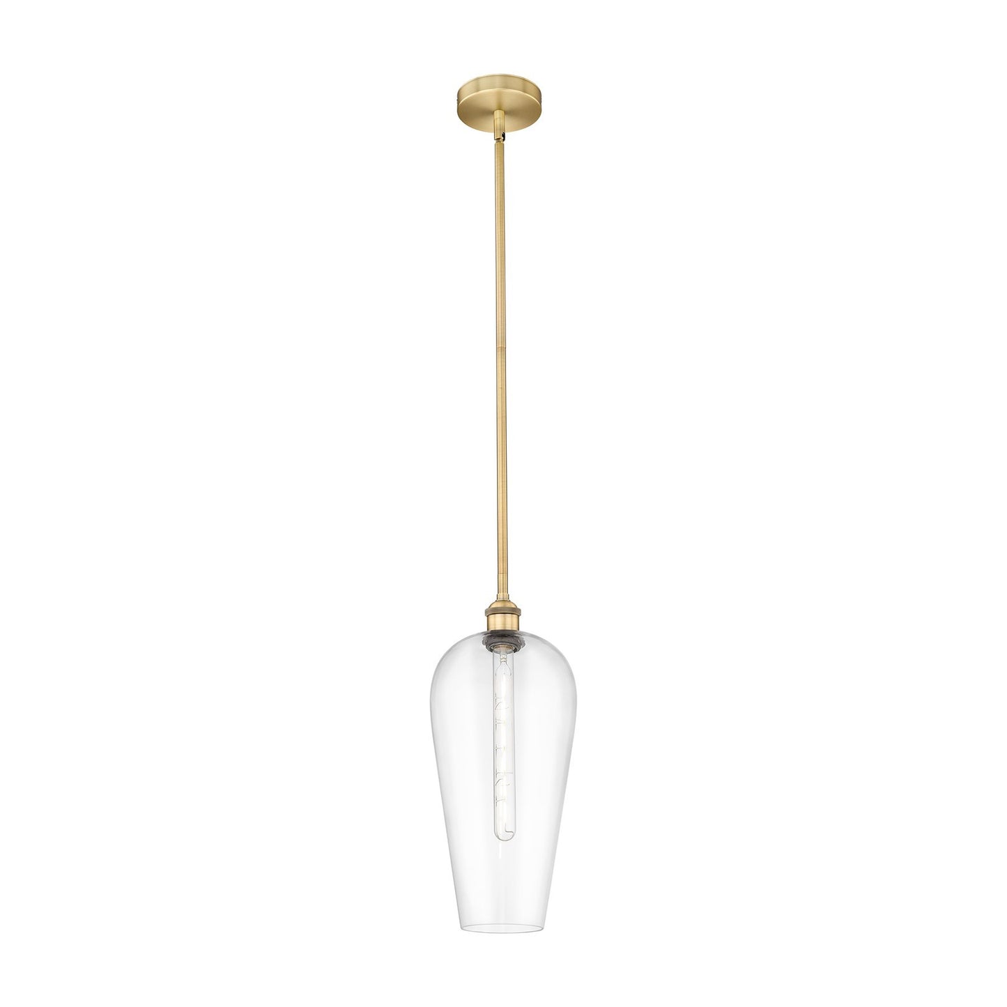 Innovations Chelsea 8in 1-Light Mini Pendant | Industrial Brushed Brass Steel and Clear Glass | Kitchen Island & Dining Room | Model 616-1S-BB-G456-8CL