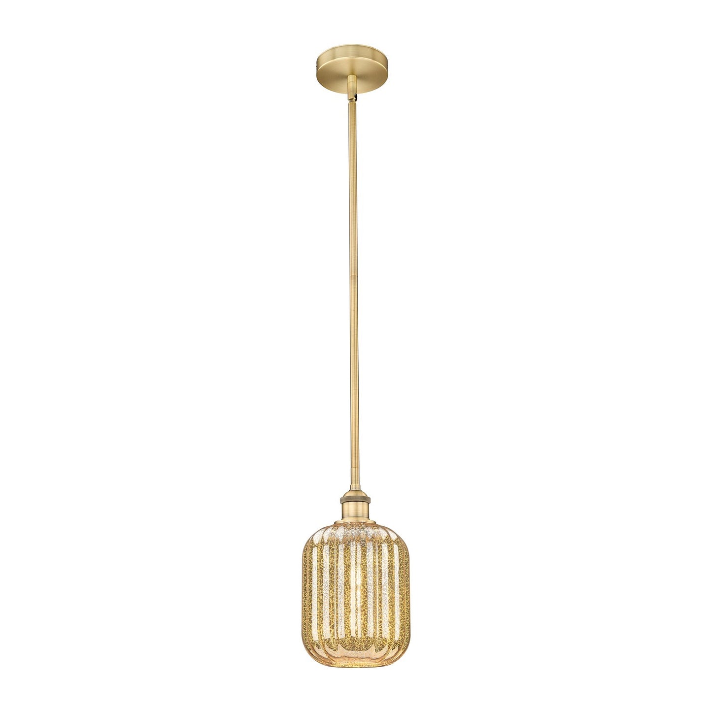 Innovations Preston Cylinder 7in 1-Light Mini Pendant | Industrial Brushed Brass and Mercury Glass | Kitchen Island & Dining | Model 616-1S-BB-G460-7ME