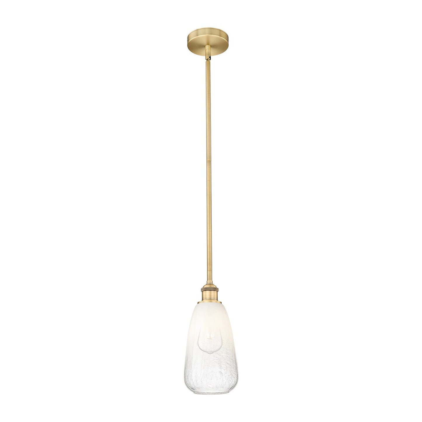 Innovations Brookhaven Almond 6in 1-Light Mini Pendant | Industrial Brushed Brass and Opal Glass | Kitchen Island & Dining Room | Model 616-1S-BB-G480-6OP