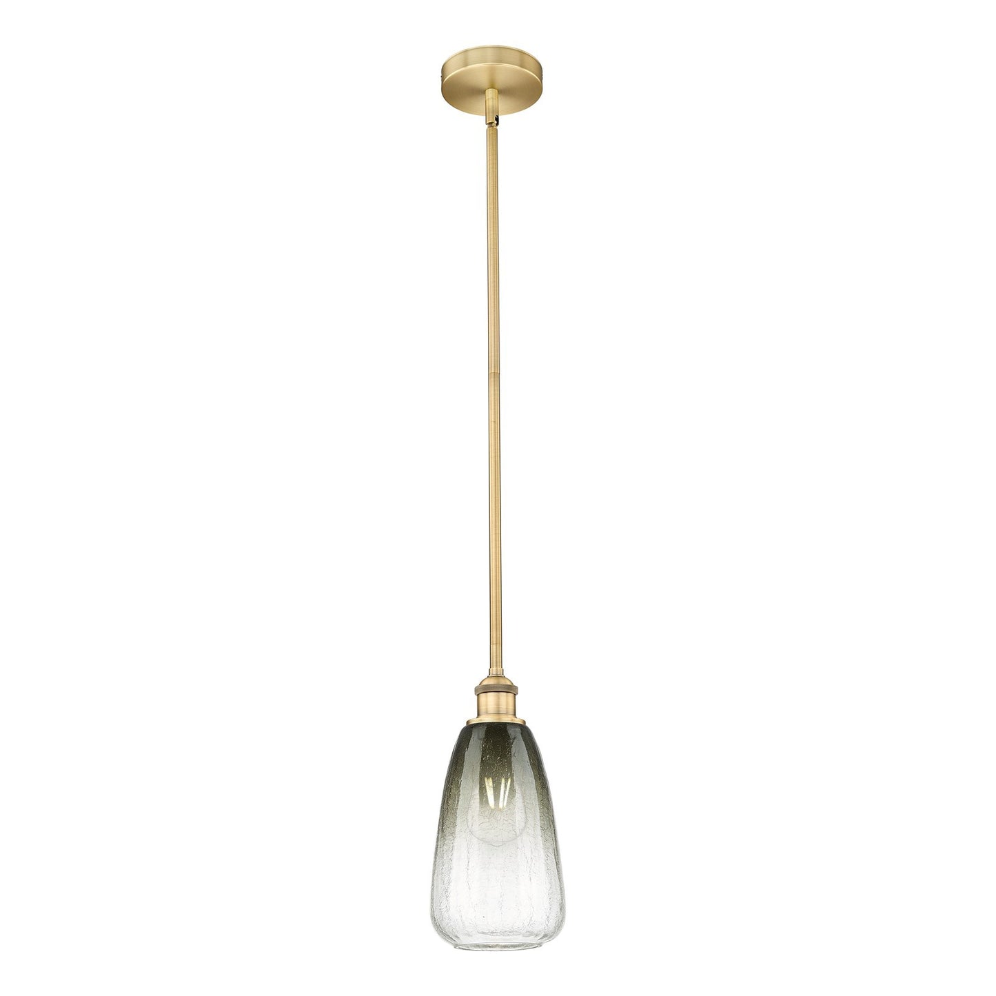 Innovations Brookhaven Almond 6in 1-Light Mini Pendant | Industrial Brushed Brass and Slate Glass | Kitchen Island & Dining | Model 616-1S-BB-G480-6SL