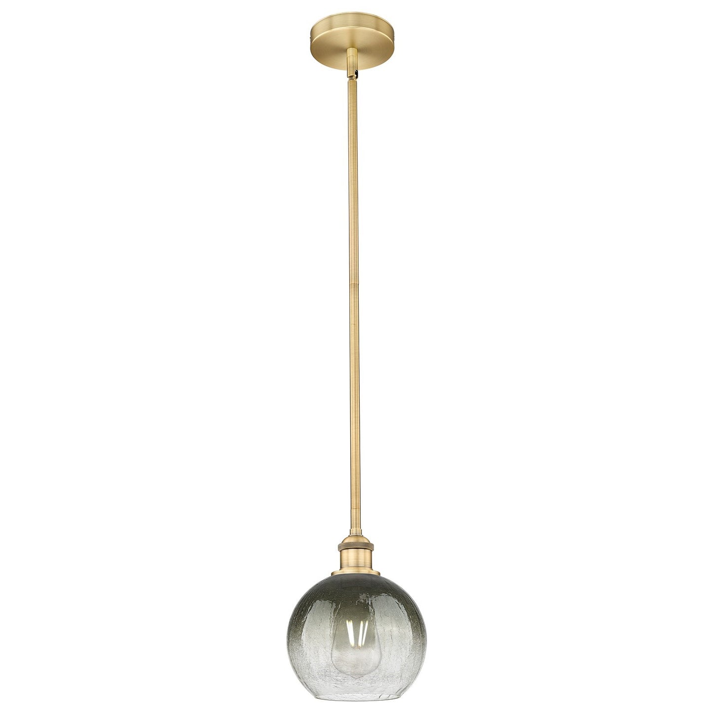 Innovations Brookhaven Globe 8in 1-Light Mini Pendant | Industrial Brushed Brass and Slate Glass | Kitchen Island & Dining Room | Model 616-1S-BB-G483-8SL