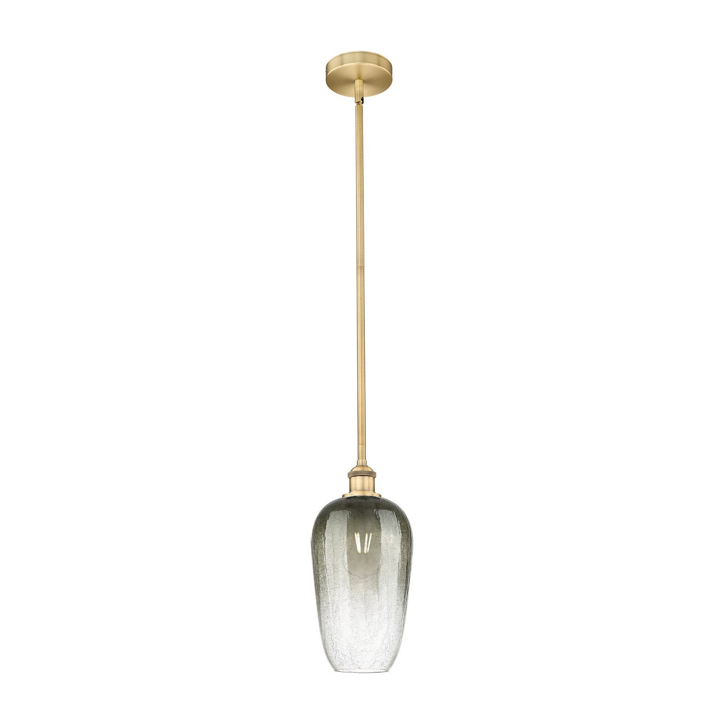 Innovations Brookhaven Flute 7in 1-Light Mini Pendant | Industrial Brushed Brass Steel and Slate Glass | Kitchen Island & | Model 616-1S-BB-G484-7SL