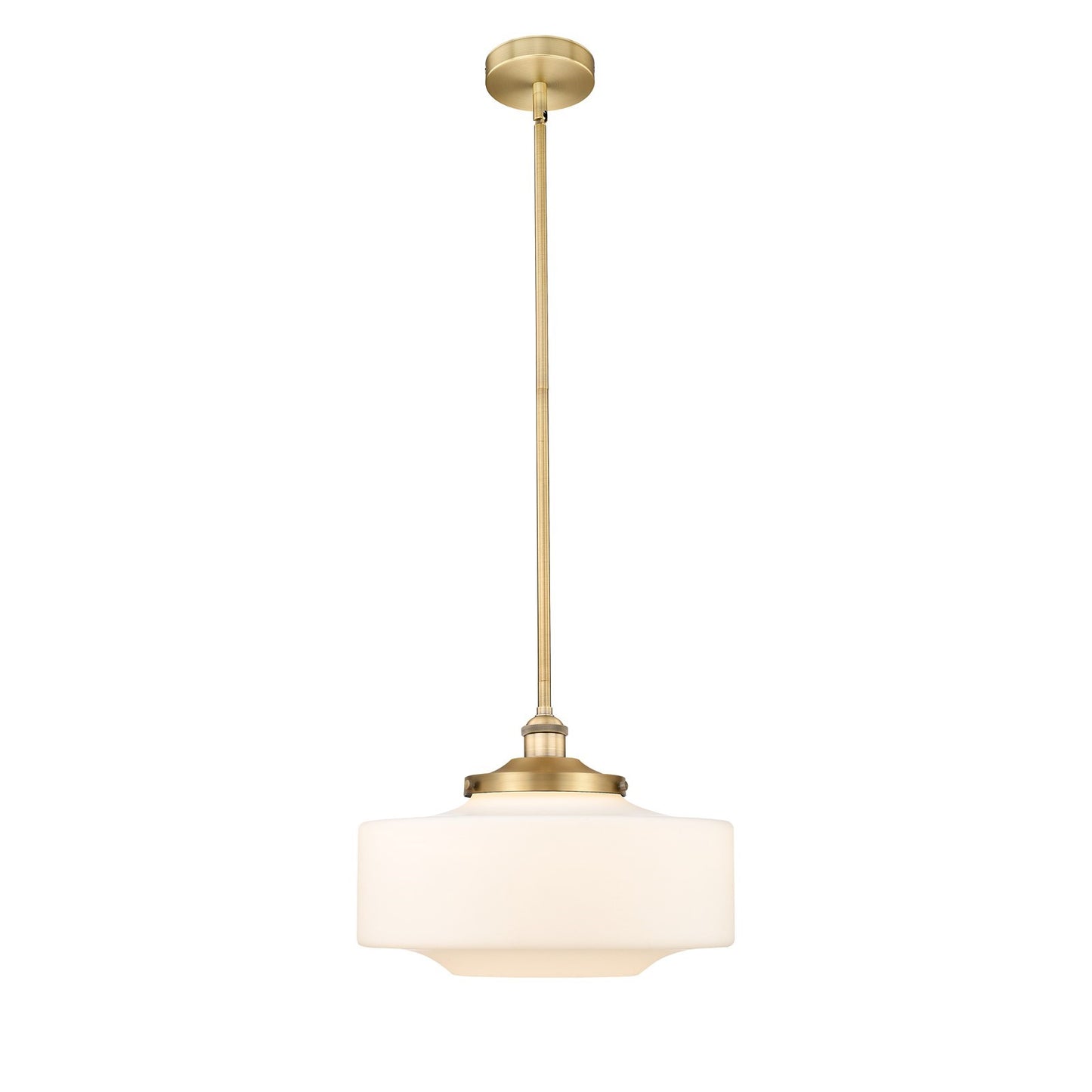 Innovations Bridgeton 12in 1-Light Mini Pendant | Traditional Brushed Brass and Matte White Frosted Glass | Kitchen Island & | Model 616-1S-BB-G691-16