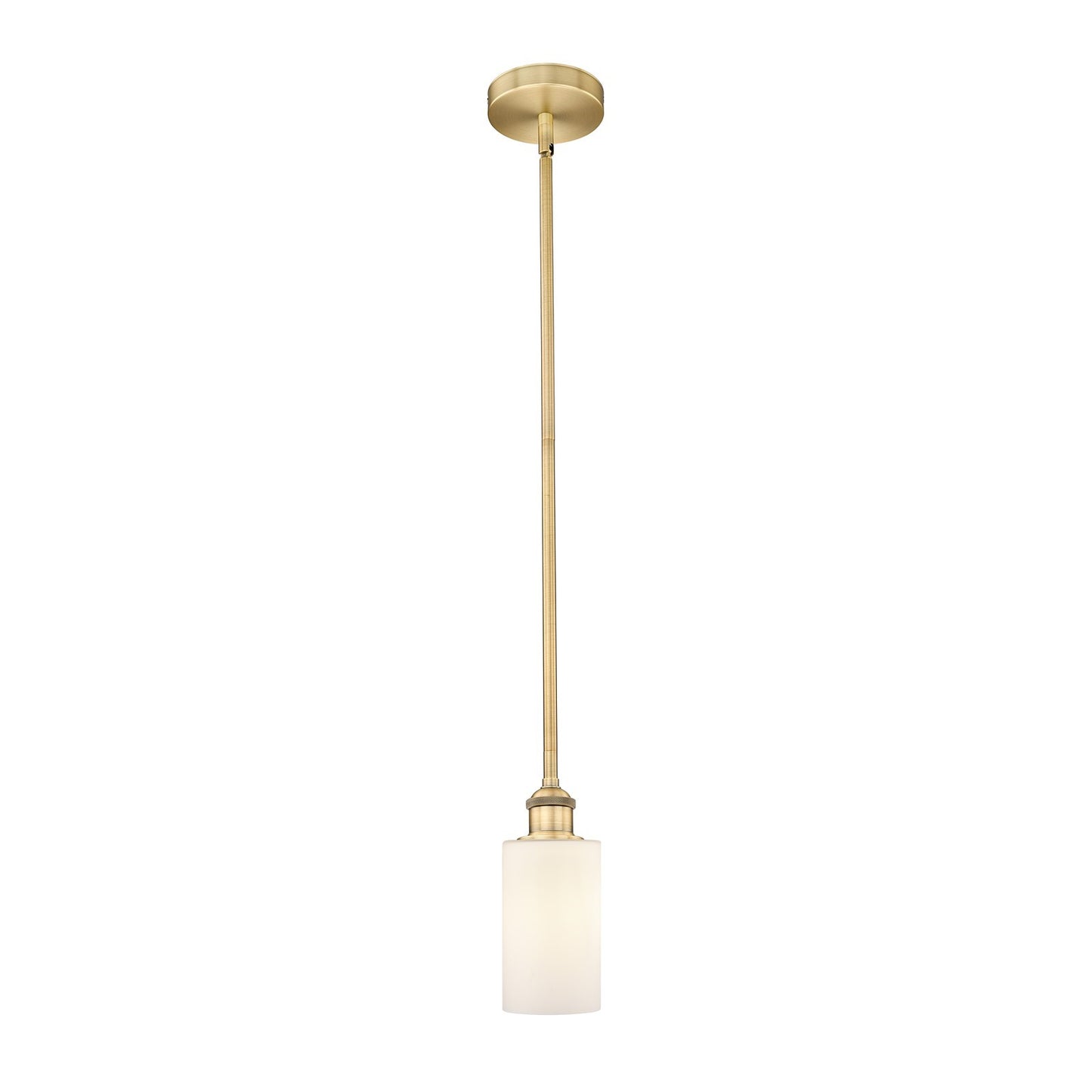 Innovations Lighting Clymer 3.88in 1-Light Mini Pendant | Art Nouveau Brushed Brass and Matte White Glass | Kitchen Island & | Model 616-1S-BB-G801-LED