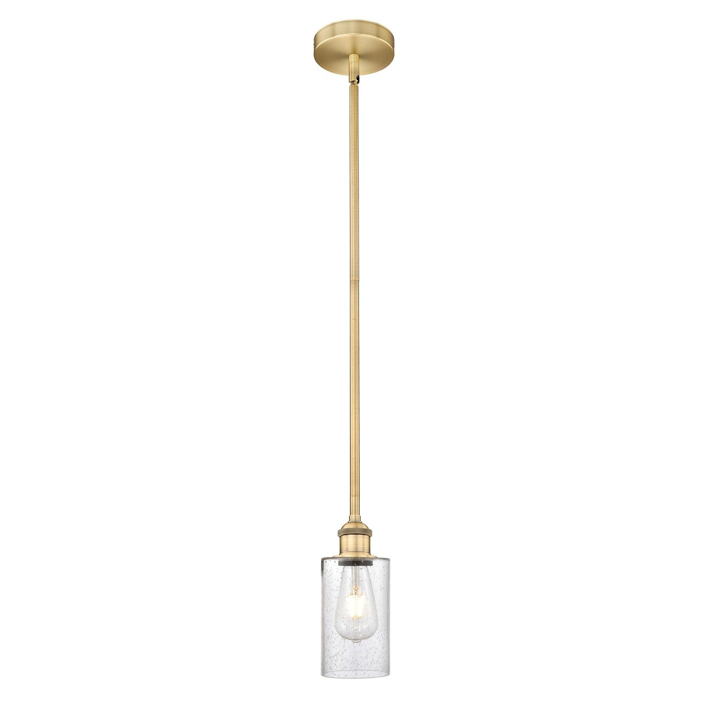 Innovations Clymer 4in 1-Light Mini Pendant | Art Nouveau Brushed Brass Steel and Seedy Glass | Kitchen Island & Dining Room | 3.88 | Model 616-1S-BB-G804