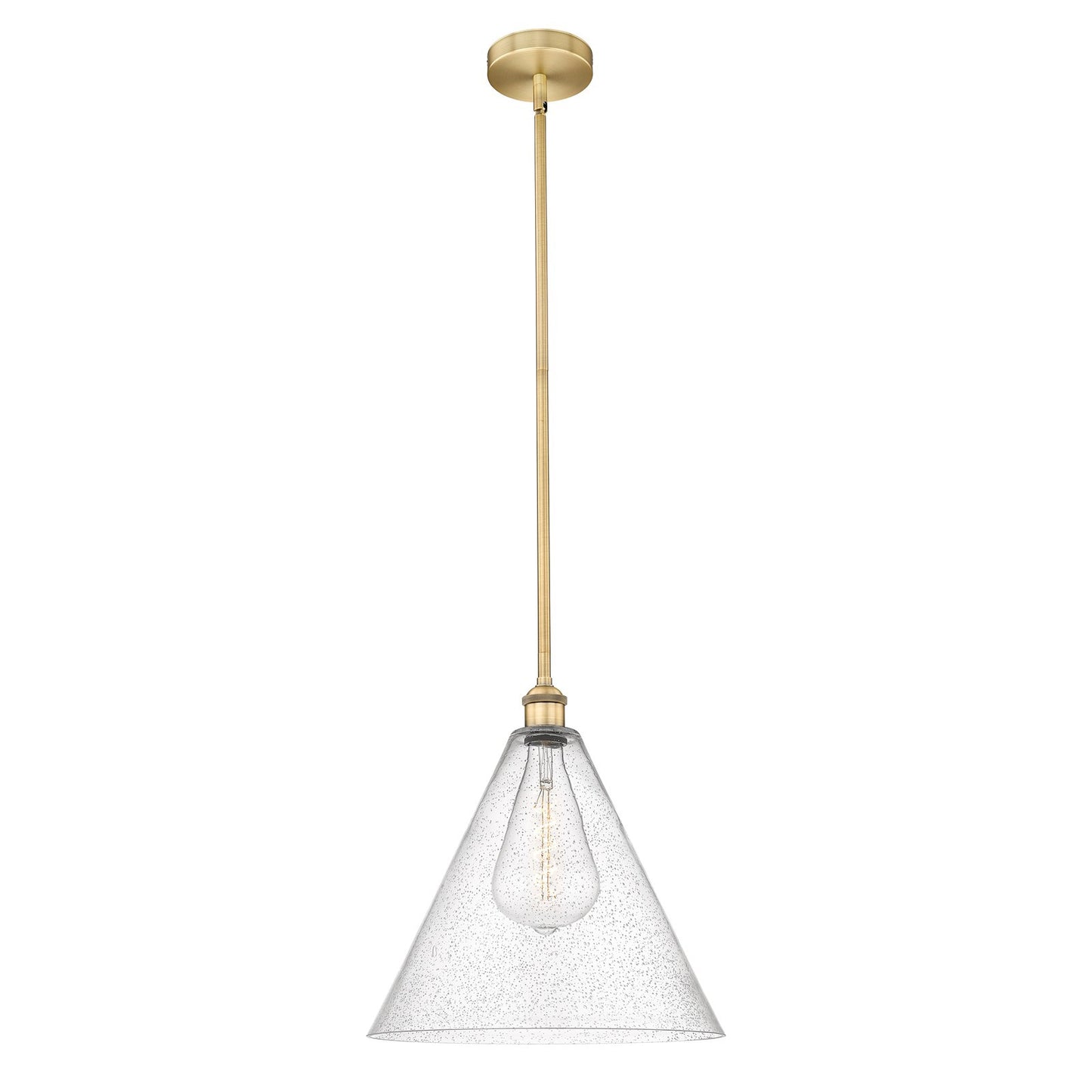 Innovations Berkshire 16in 1-Light Pendant | Industrial Brushed Brass Steel and Seedy Glass | Kitchen Island & Dining Room | 16 | Model 616-1S-BB-GBC-164