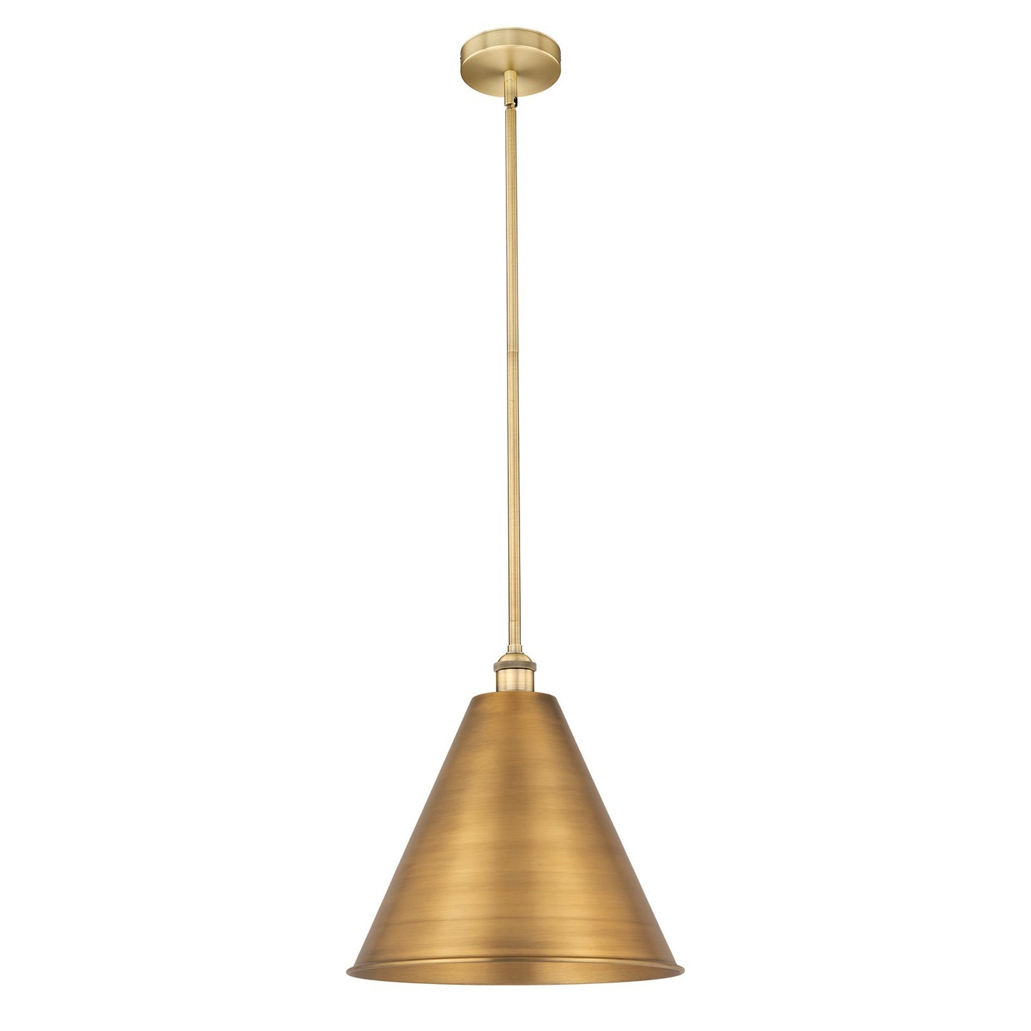 Innovations Berkshire Metal 16in 1-Light Mini Pendant | Industrial Farmhouse Brushed Brass Steel and Metal Cone Shade | Model 616-1S-BB-MBC-16-BB