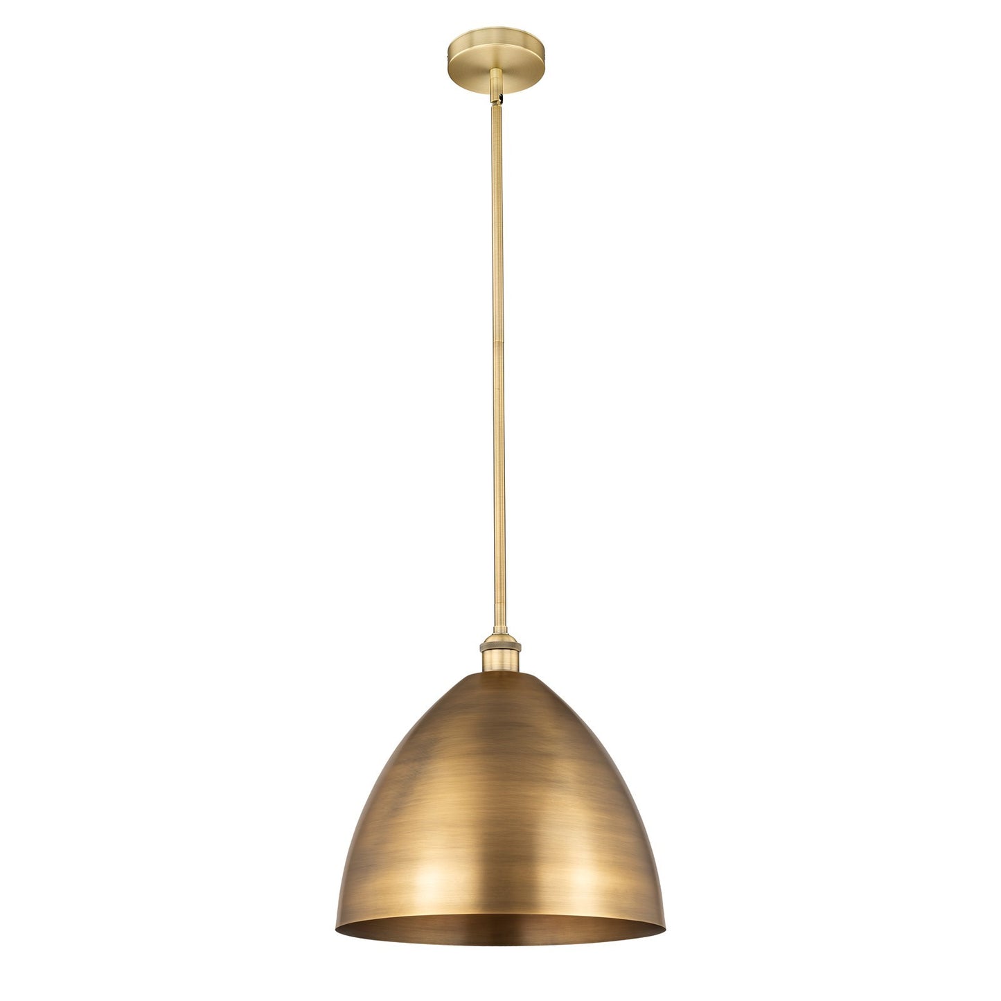 Innovations Bristol 16in 1-Light Mini Pendant | Industrial Farmhouse Brushed Brass Steel and Brushed Brass Metal Shade | Model 616-1S-BB-MBD-16-BB