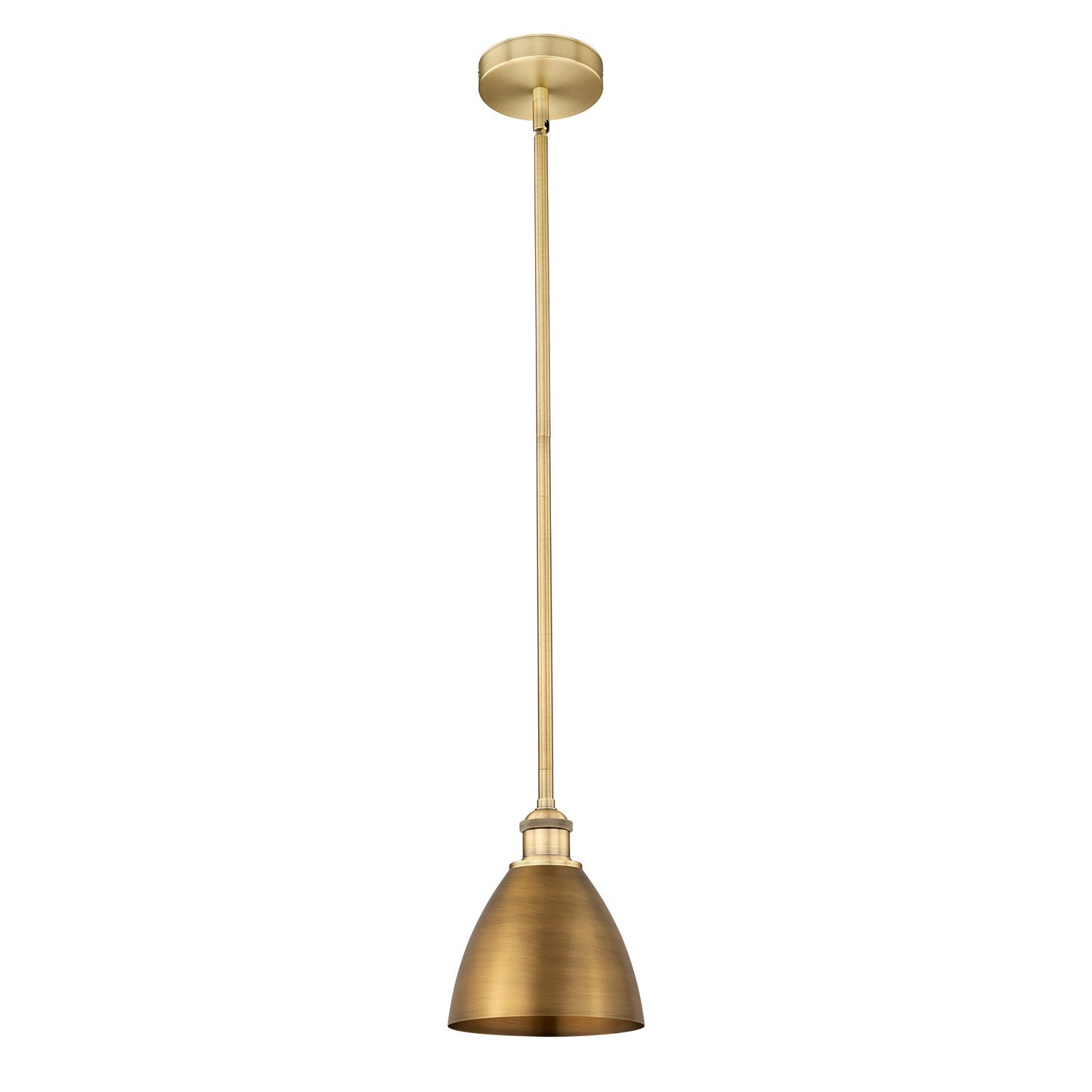 Innovations Bristol 7.5in 1-Light Mini Pendant | Industrial Brushed Brass Steel and Brushed Brass Metal Shade | Kitchen | Model 616-1S-BB-MBD-75-BB-LED