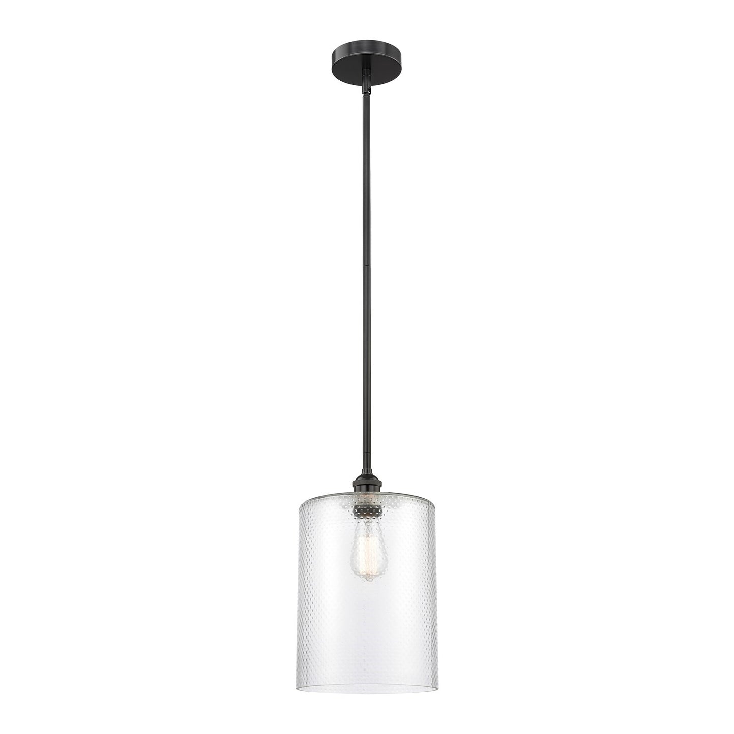 Innovations Cobbleskill 9in 1-Light Mini Pendant | Industrial Matte Black Steel and Clear Glass | Kitchen Island & Dining Room | Model 616-1S-BK-G112-L