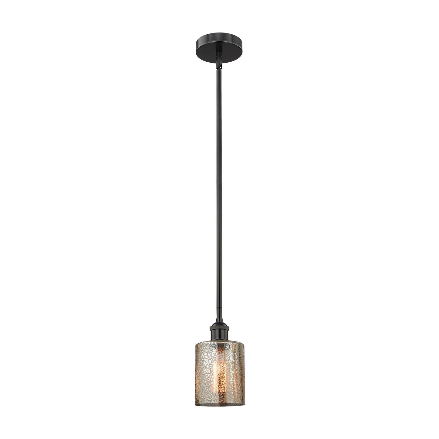 Innovations Cobbleskill 5in 1-Light Mini Pendant | Industrial Matte Black Steel and Mercury Glass | Kitchen Island & Dining | Model 616-1S-BK-G116-LED