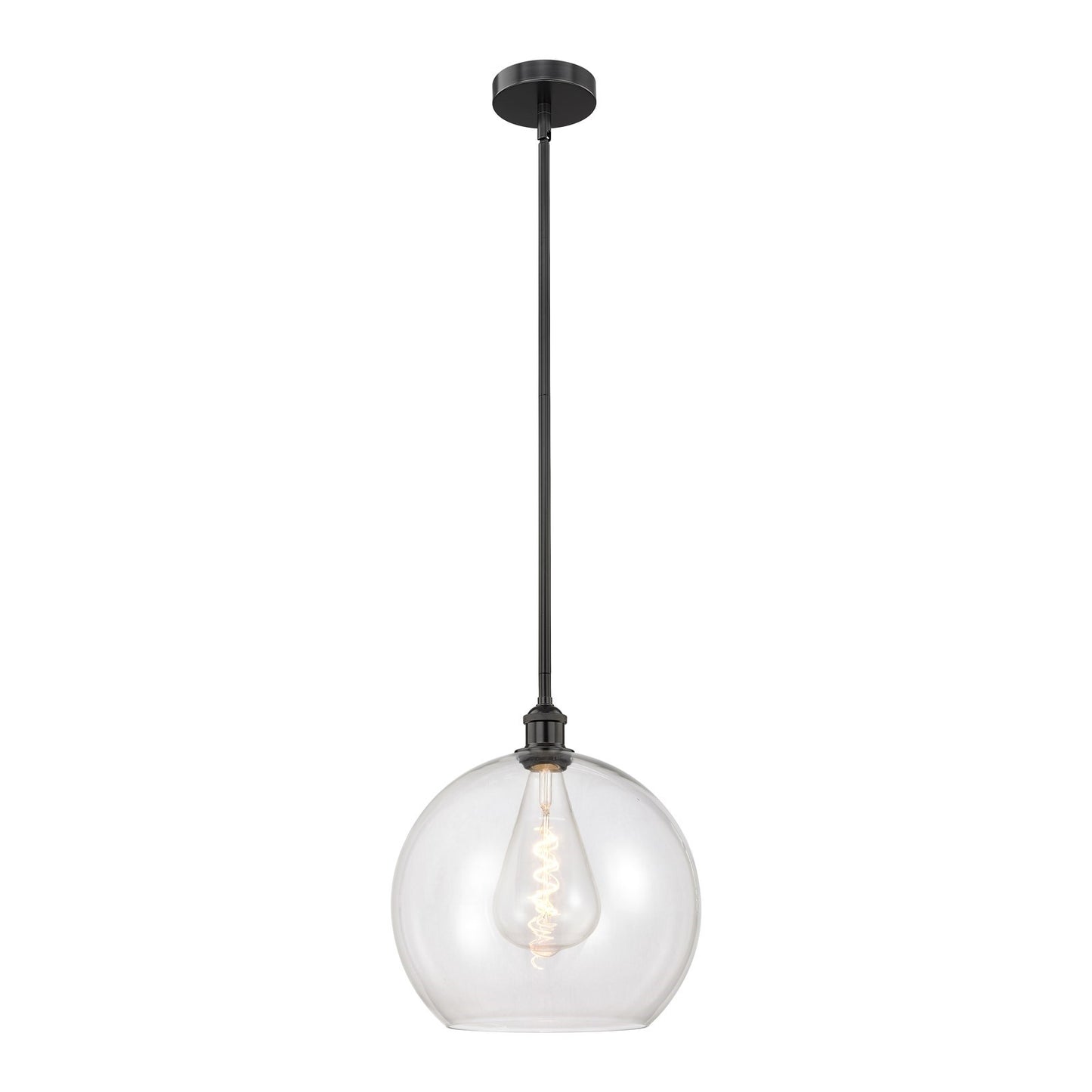 Innovations Athens 14in 1-Light Pendant | Industrial Matte Black Steel and Clear Glass | Kitchen Island & Dining Room | 13.75 x | Model 616-1S-BK-G122-14