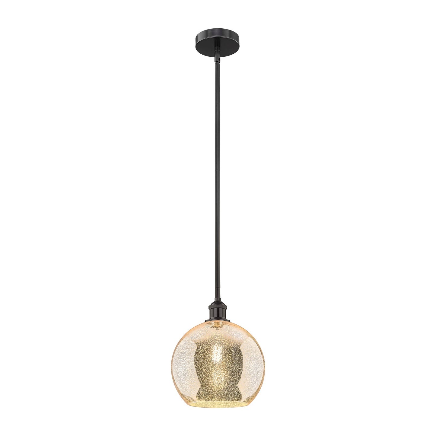 Innovations Athens 10in 1-Light Mini Pendant | Industrial Matte Black Steel and Mercury Glass | Kitchen Island & Dining Room | Model 616-1S-BK-G128-10