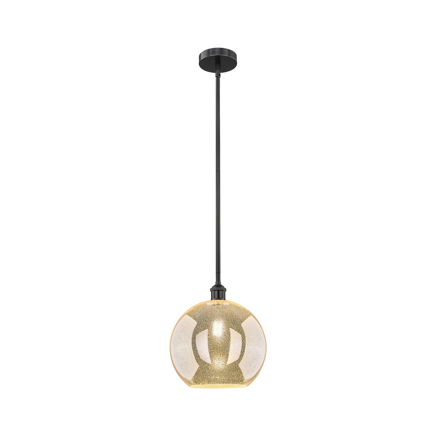 Innovations Athens 12in 1-Light Mini Pendant | Industrial Matte Black Steel and Mercury Glass | Kitchen Island & Dining Room | Model 616-1S-BK-G128-12