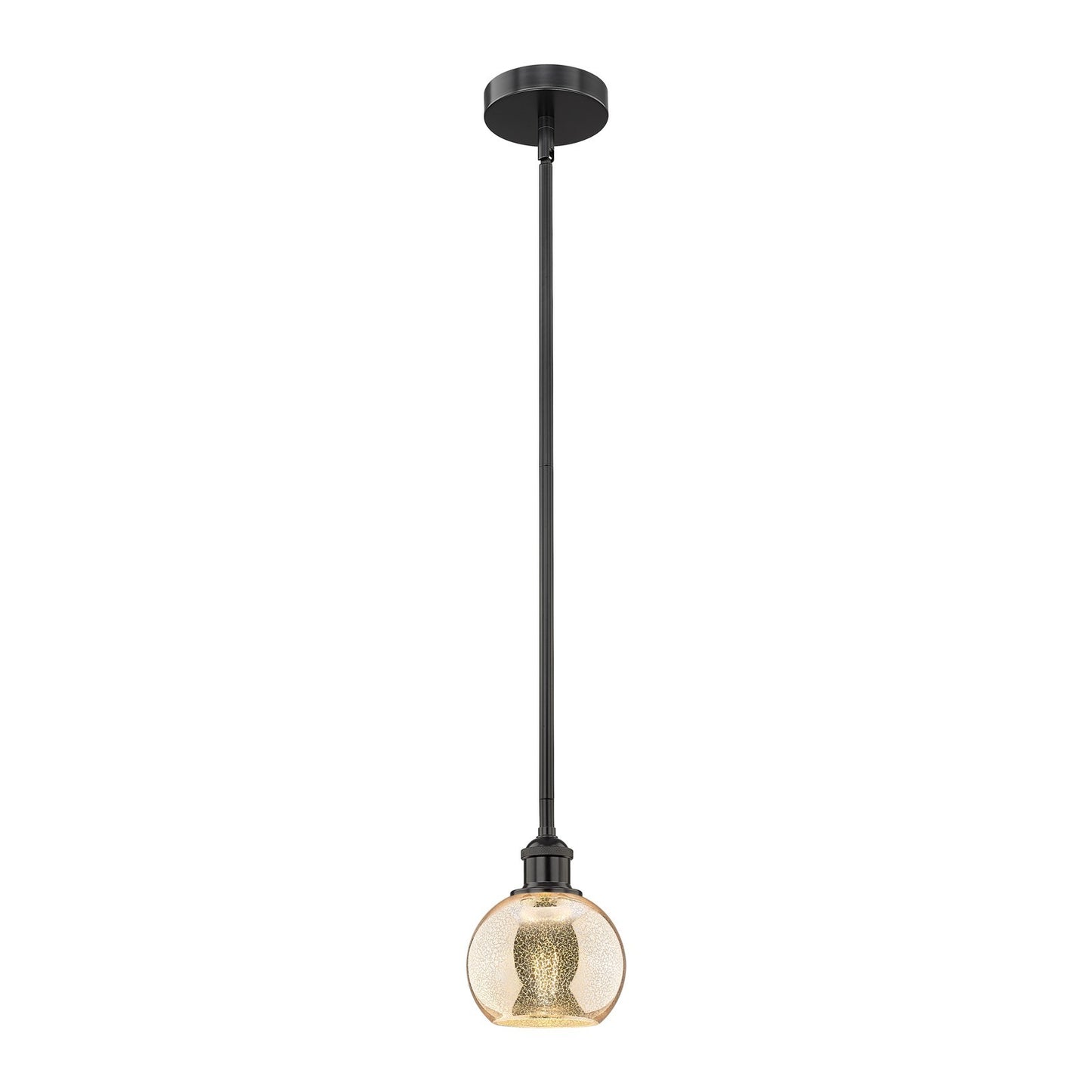 Innovations Athens 6in 1-Light Mini Pendant | Industrial Matte Black Steel and Mercury Glass | Kitchen Island & Dining Room | Model 616-1S-BK-G128-6
