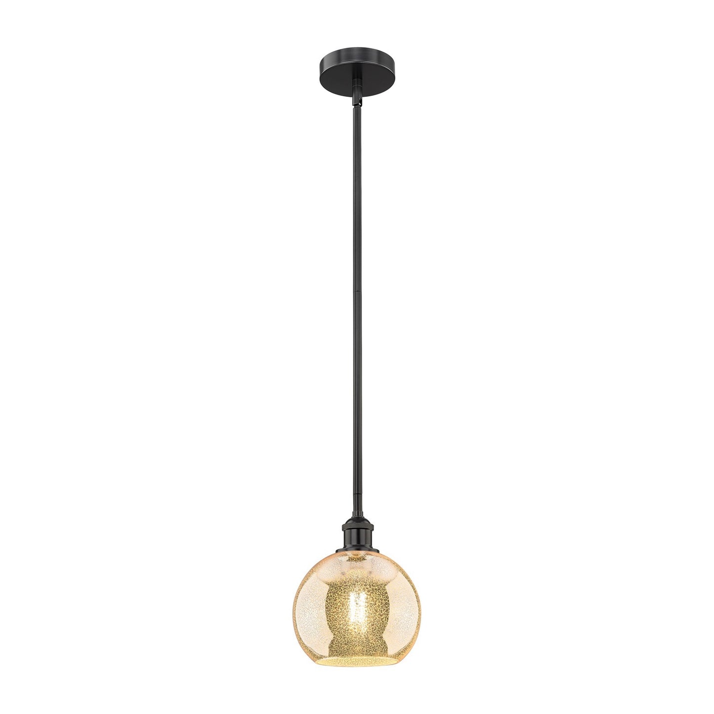 Innovations Athens 8in 1-Light Mini Pendant | Industrial Matte Black Steel and Mercury Glass | Kitchen Island & Dining Room | Model 616-1S-BK-G128-8