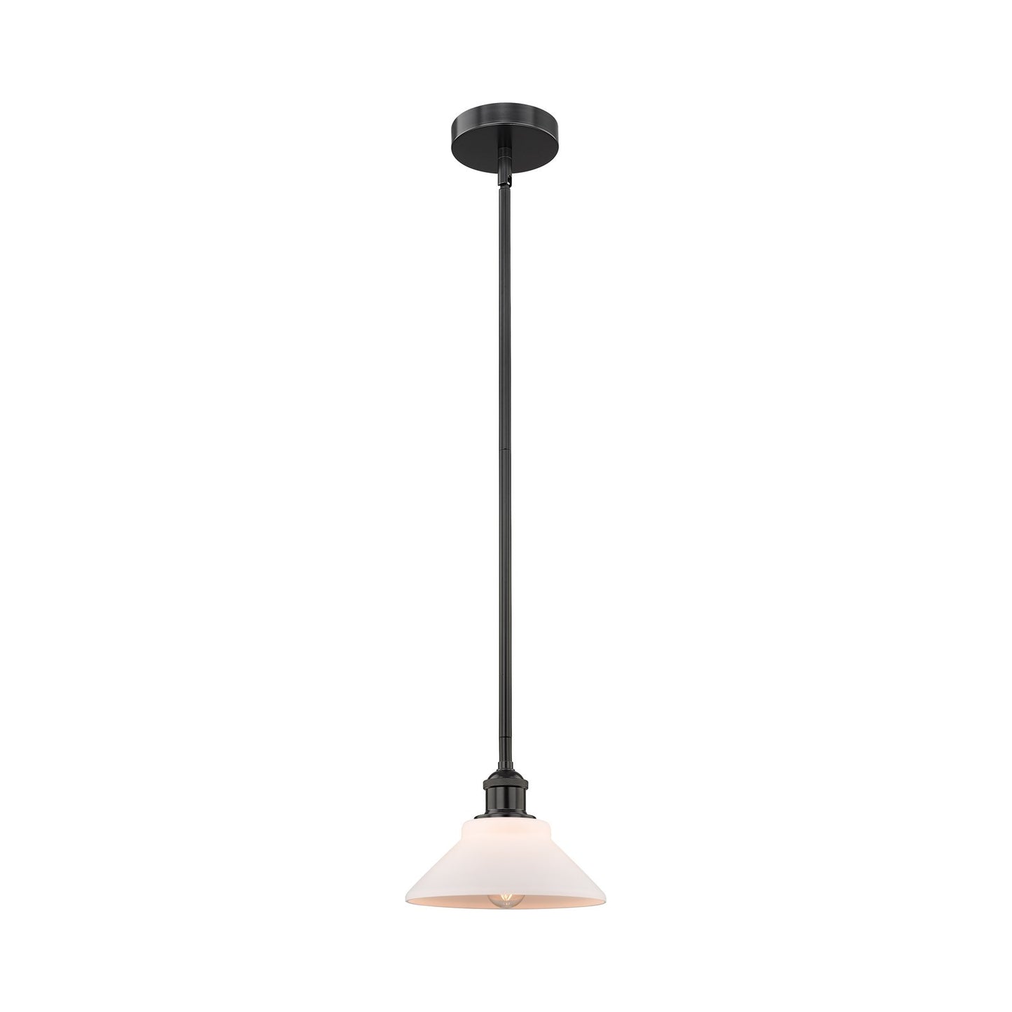 Innovations Orwell 8.38in 1-Light Mini Pendant | Industrial Matte Black Steel and Matte White Glass | Kitchen Island & Dining | Model 616-1S-BK-G131-LED