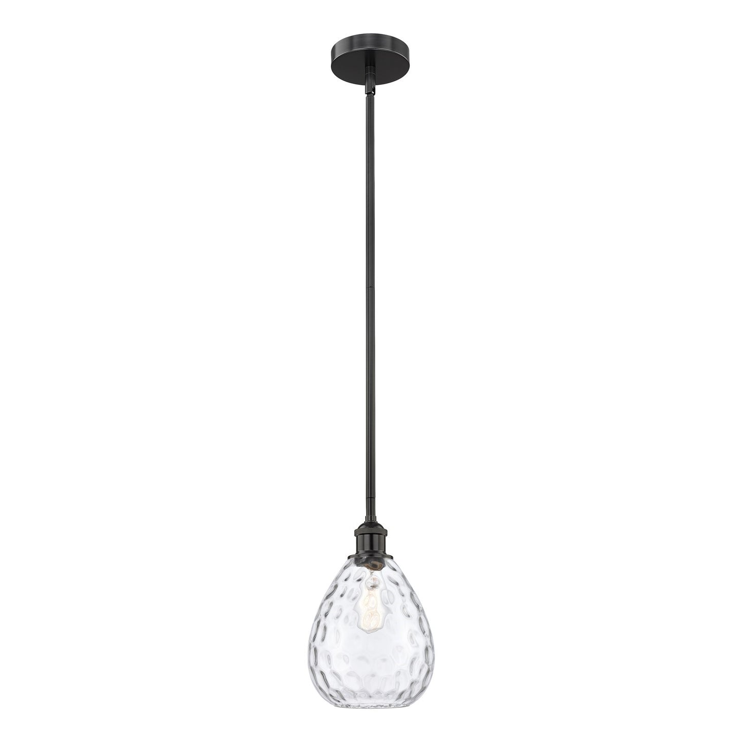 Innovations Waverly 8in 1-Light Mini Pendant | Industrial Matte Black Steel and Clear Glass | Kitchen Island & Dining Room | 8 | Model 616-1S-BK-G372-LED