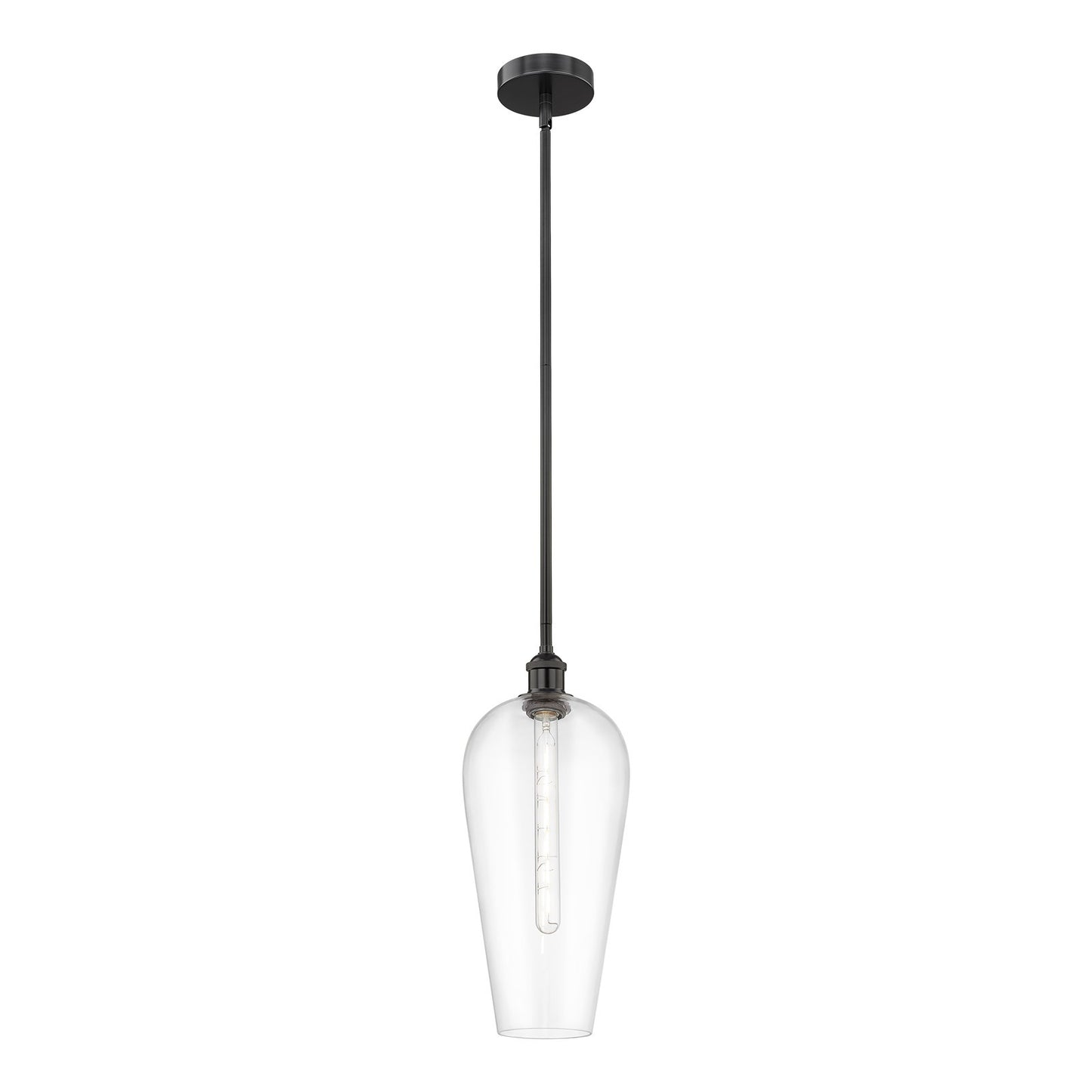Innovations Chelsea 8in 1-Light Mini Pendant | Industrial Matte Black Steel and Clear Glass | Kitchen Island & Dining Room | 8 | Model 616-1S-BK-G456-8CL
