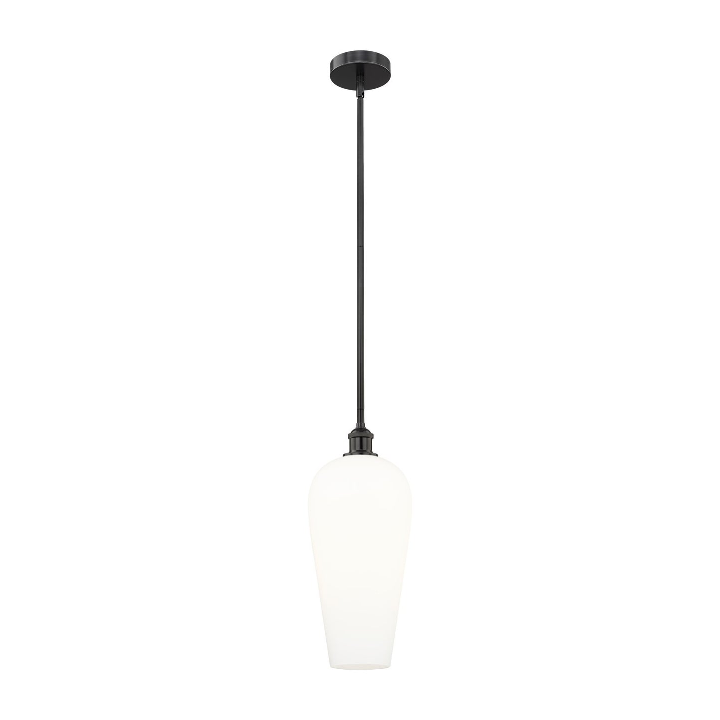Innovations Chelsea 8in 1-Light Mini Pendant | Industrial Matte Black Steel and White Glass | Kitchen Island & Dining Room | 8 | Model 616-1S-BK-G456-8WH